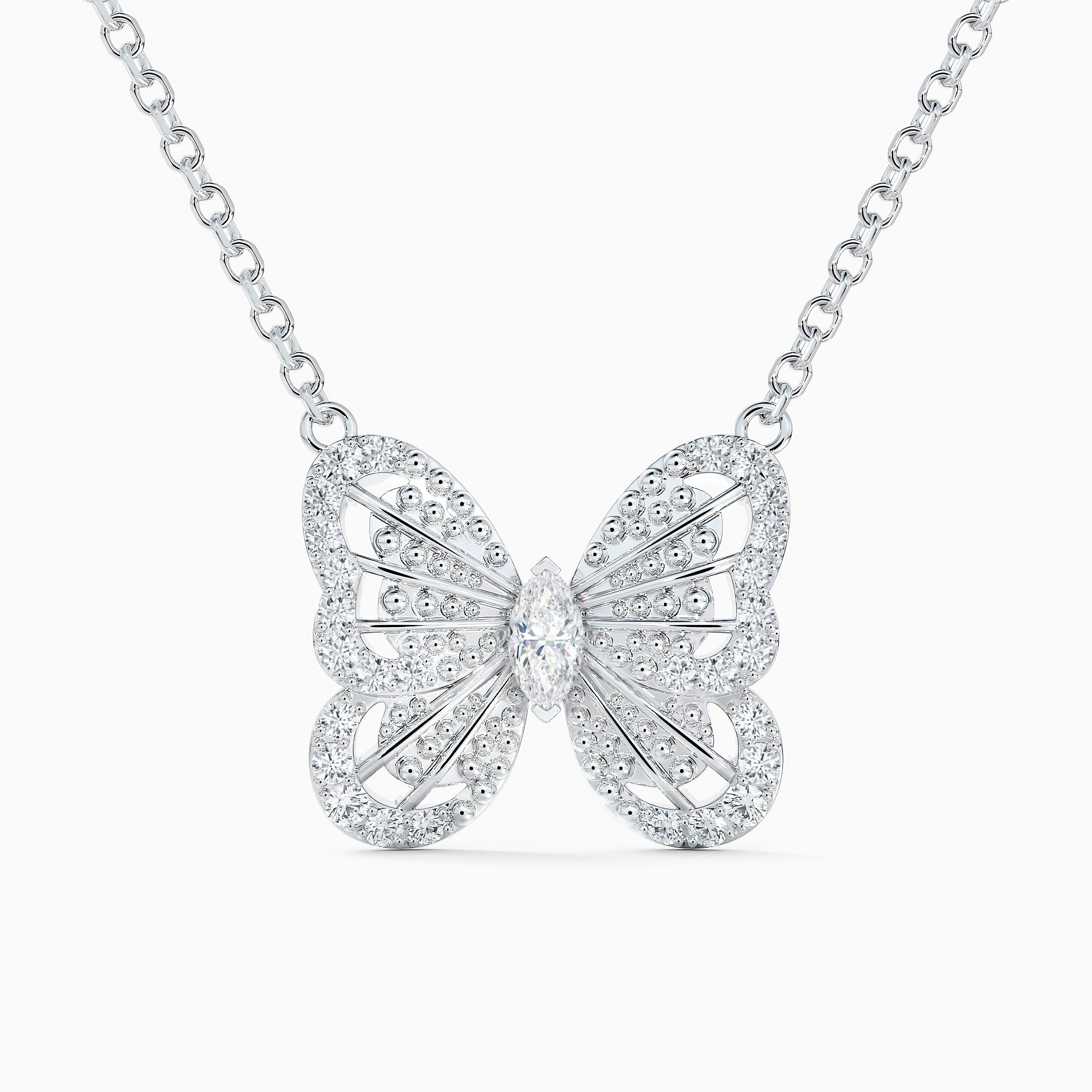 Butterfly Pendant in White Gold, image 1