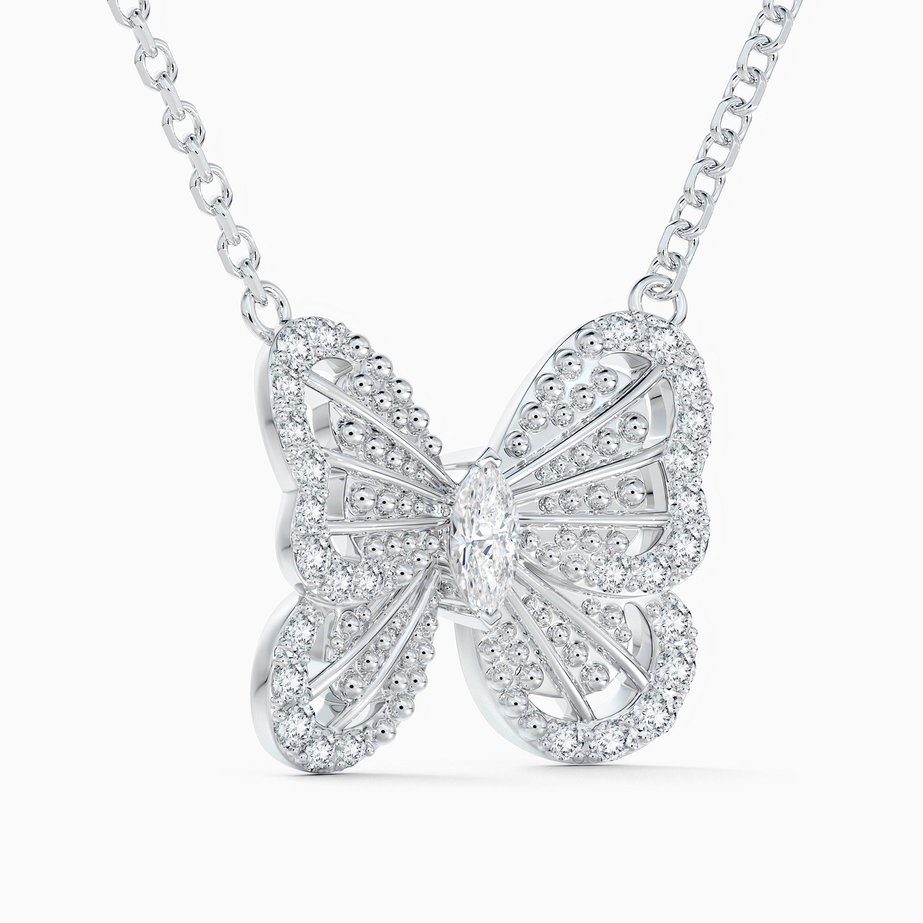 Portraits of Nature butterfly 白金钻石吊坠项链, image 2