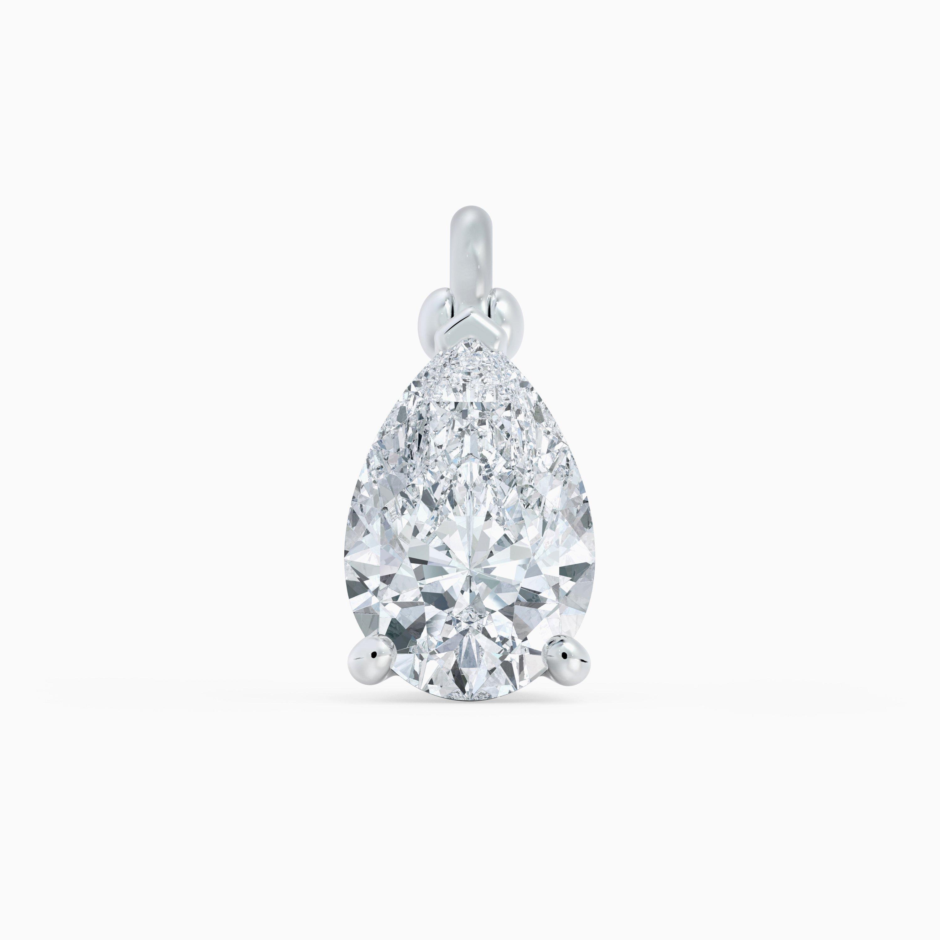 White Pear-Shaped Diamond Drop in White Gold, image 1