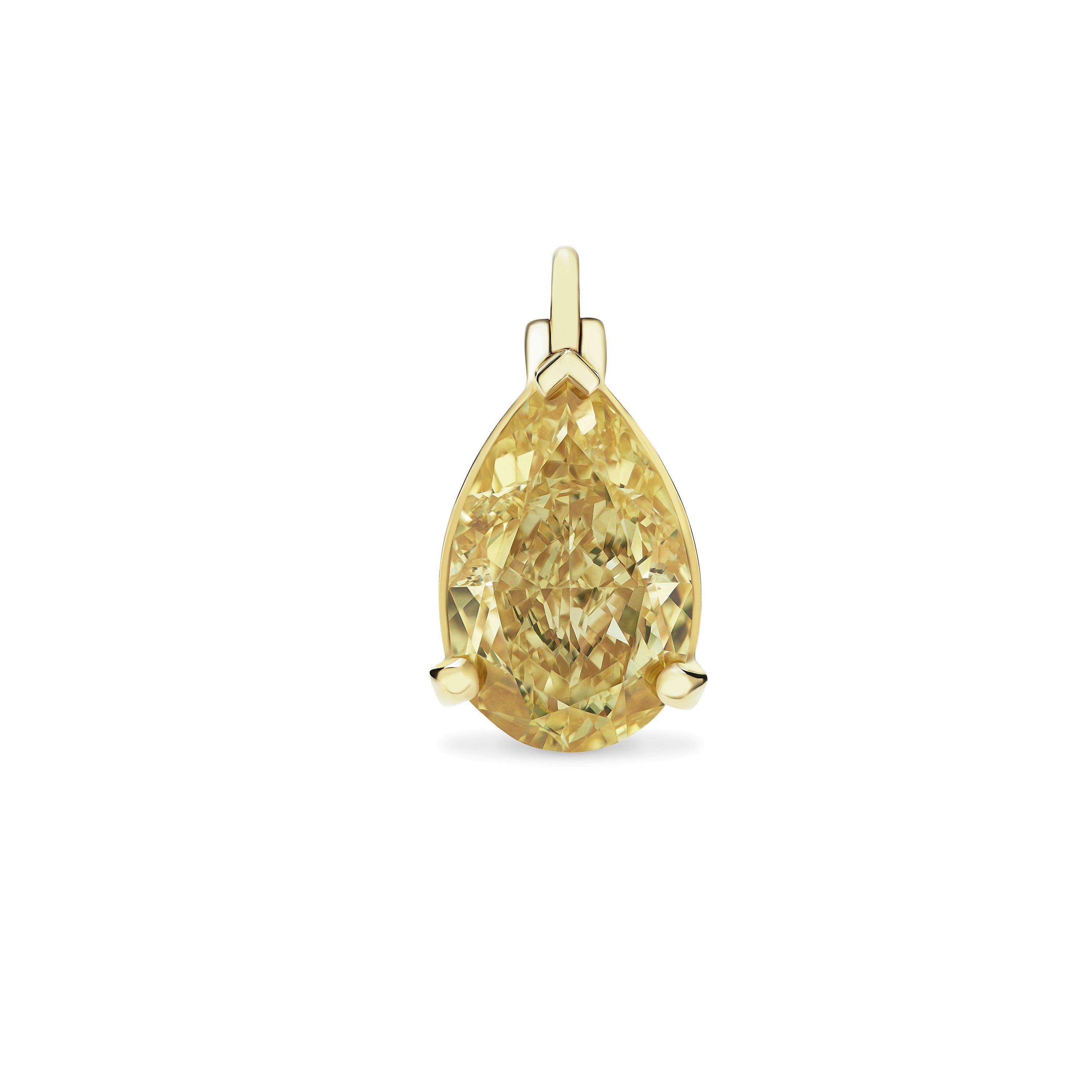 Fancy Yellow Pear-Shaped Diamond Drop in Yellow Gold