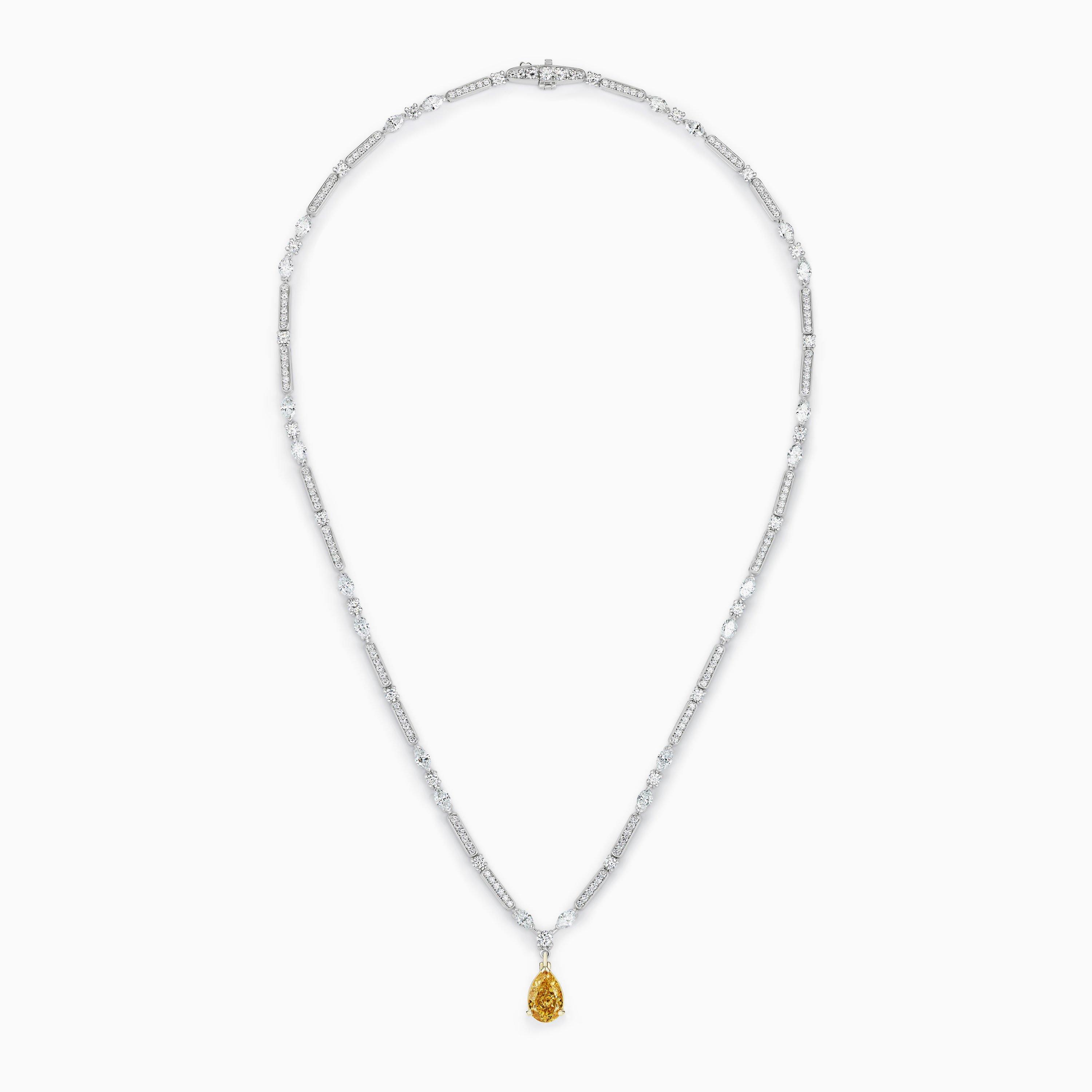 DB Classic Fancy Yellow Pear-Shaped Diamond Drop in Yellow Gold, image 2