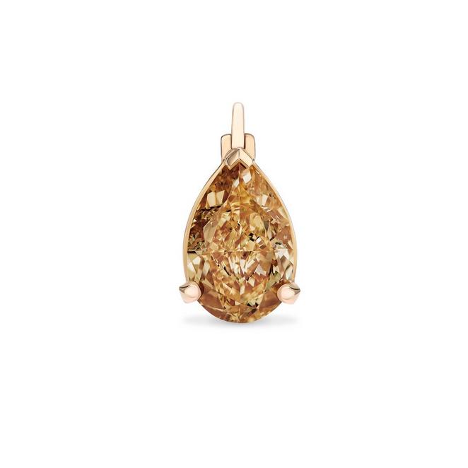 Fancy orange pear-shaped diamond drop in rose gold