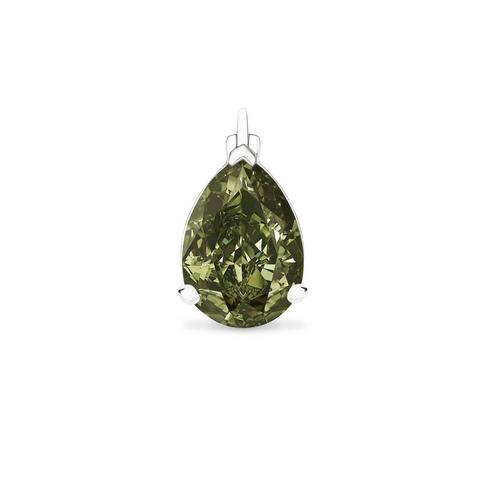 Clip diamant taille poire Fancy Green en or blanc