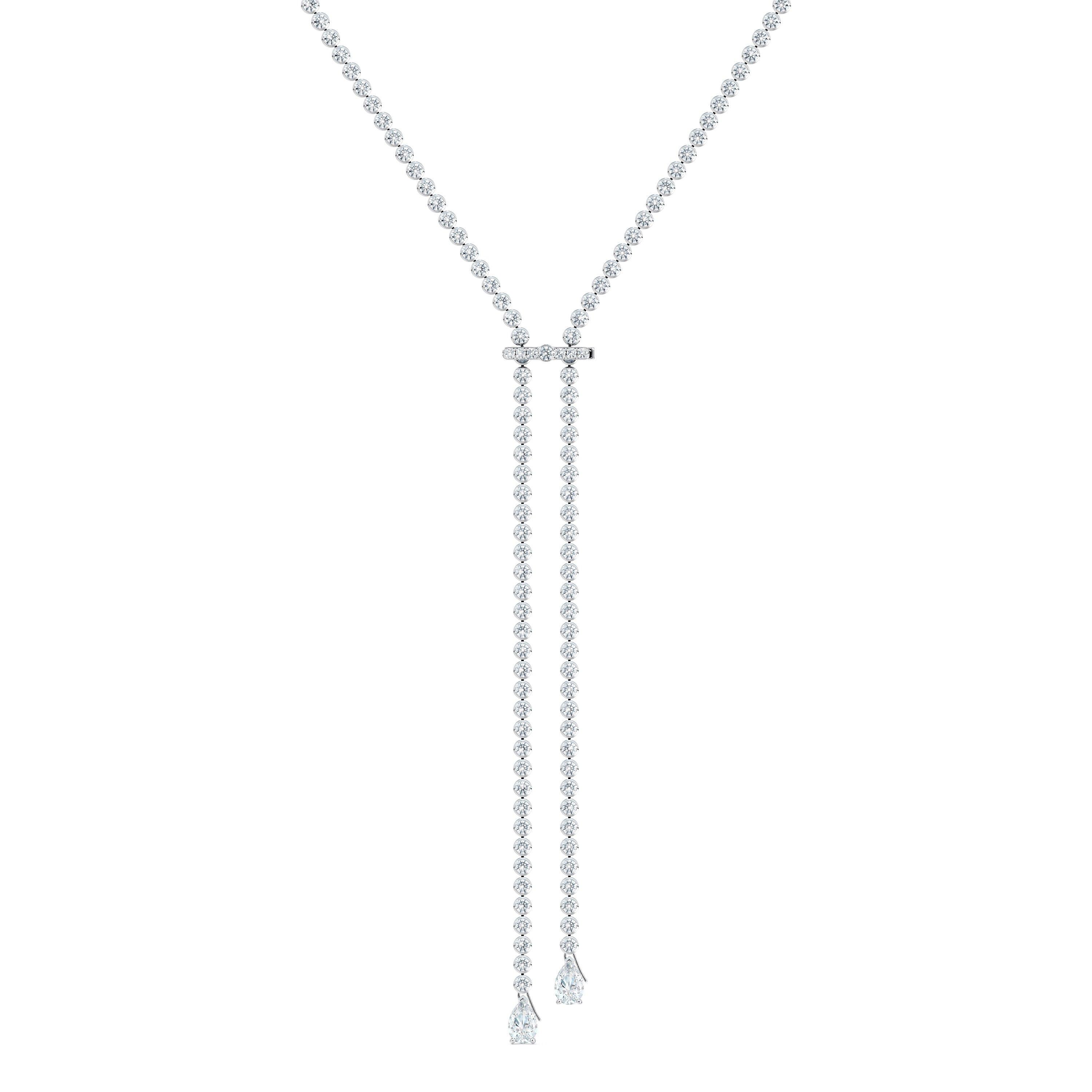 Bezel Set Necklace and Clip in white gold | De Beers UK