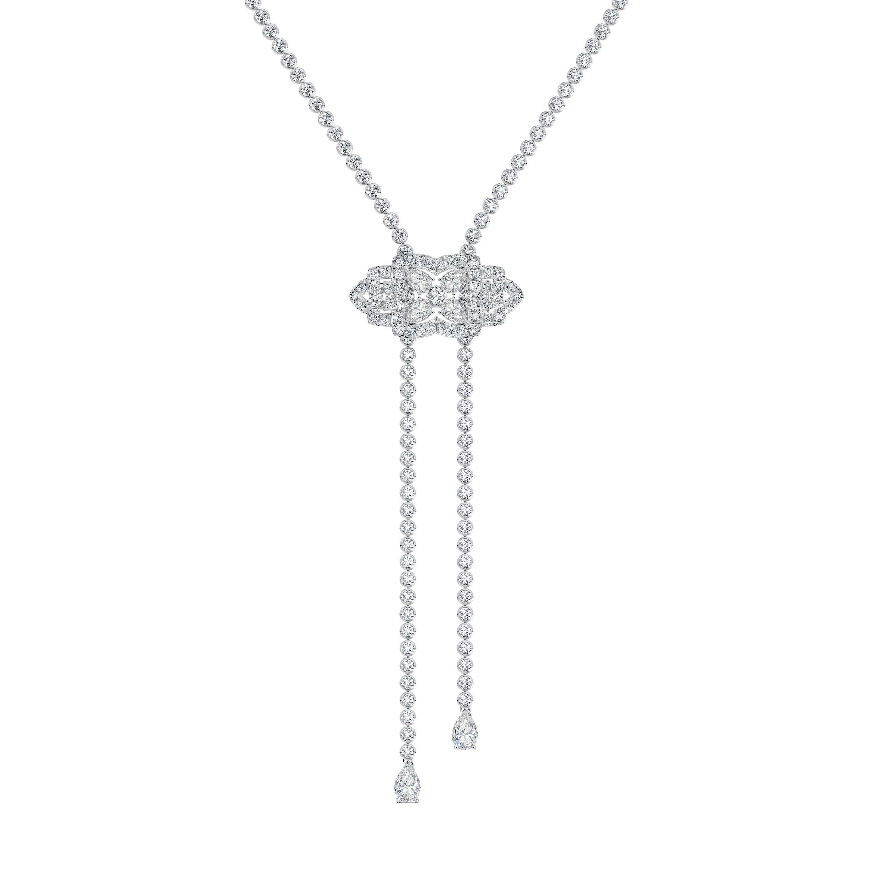 Bezel Set Necklace and Clip in white gold