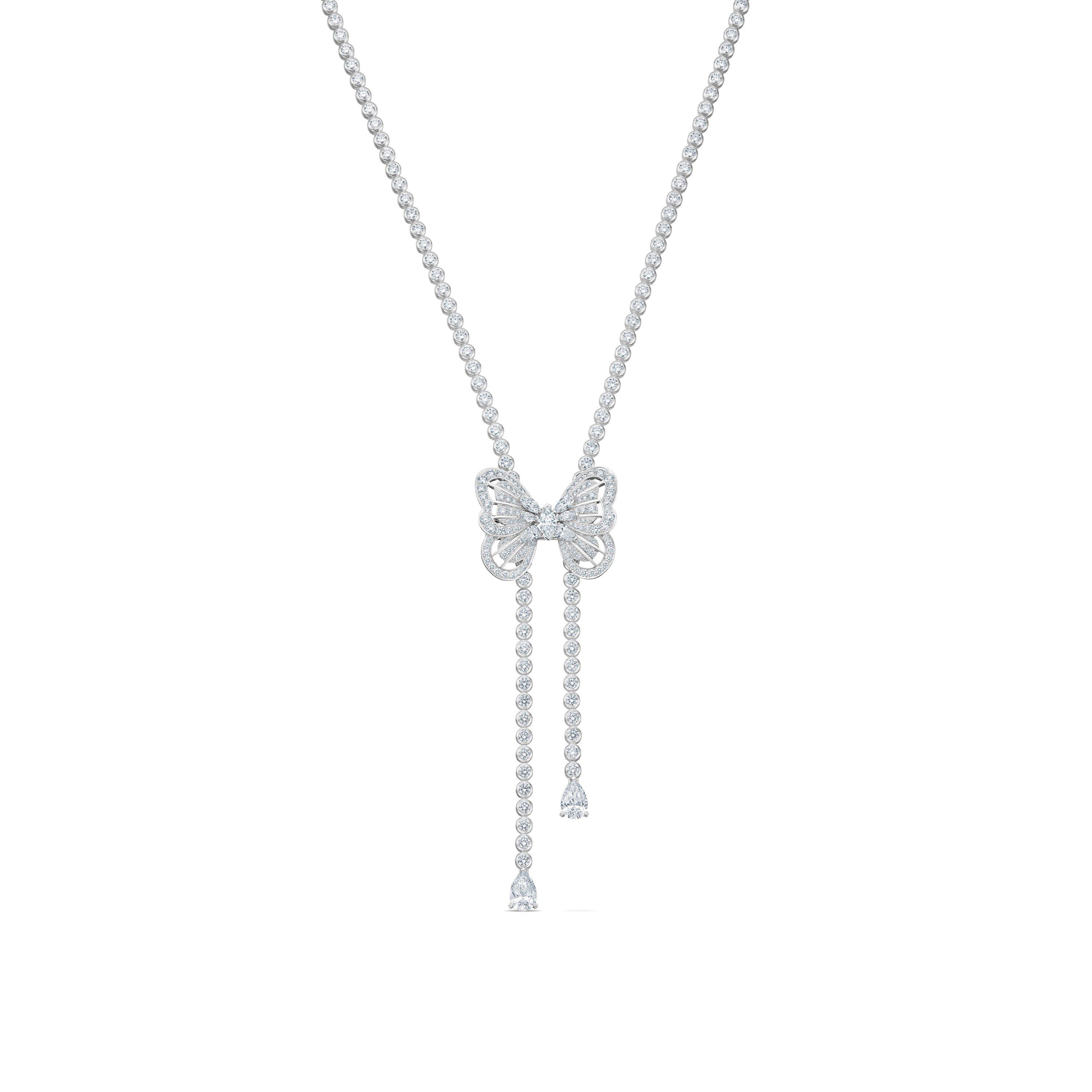 Bezel Set Necklace and Clip in white gold