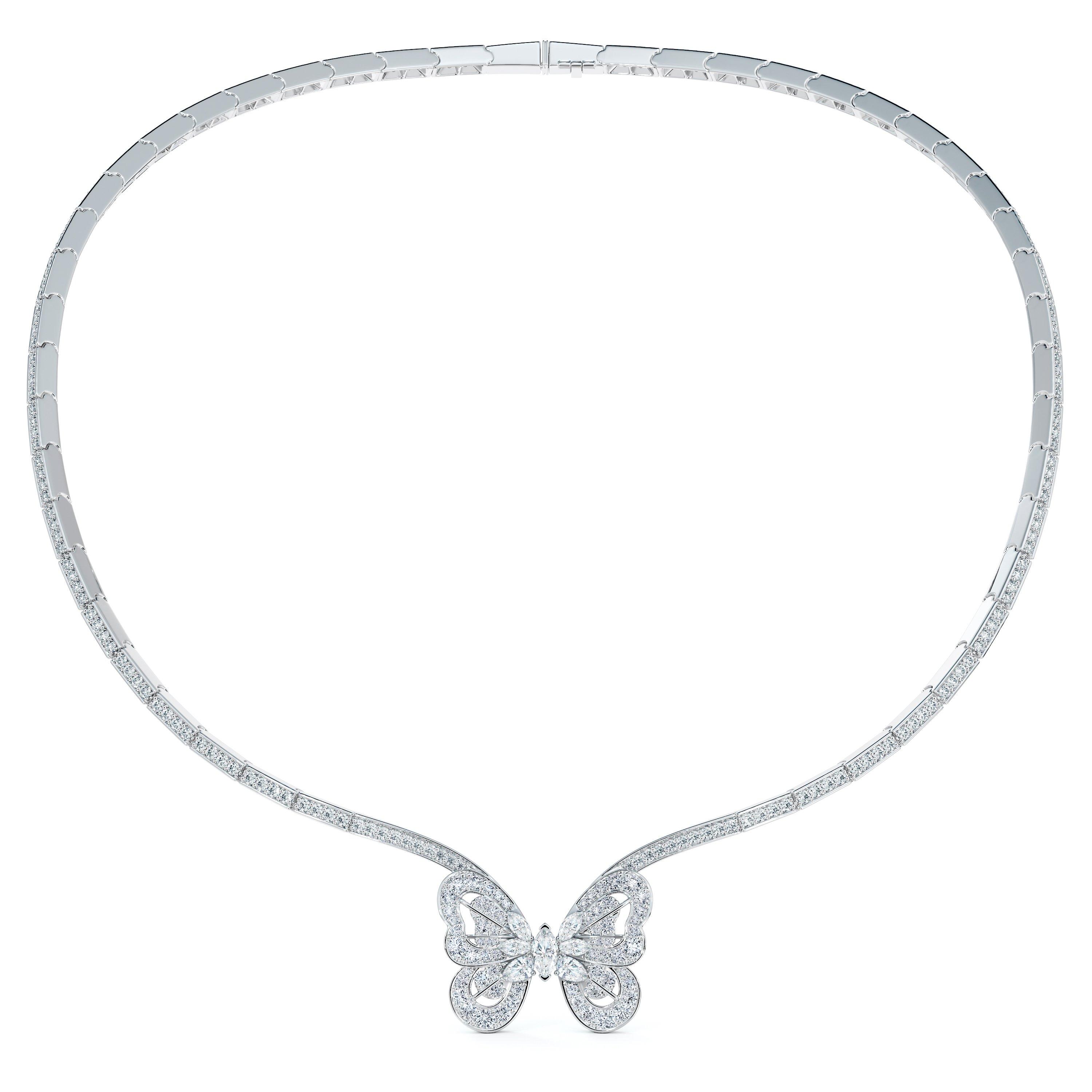 Portraits of Nature Butterfly Necklace in White Gold