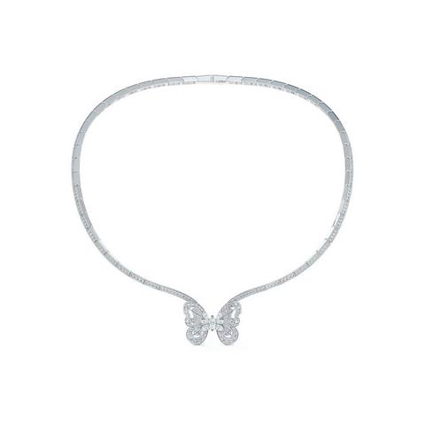 Collier Portraits of Nature butterfly en or blanc