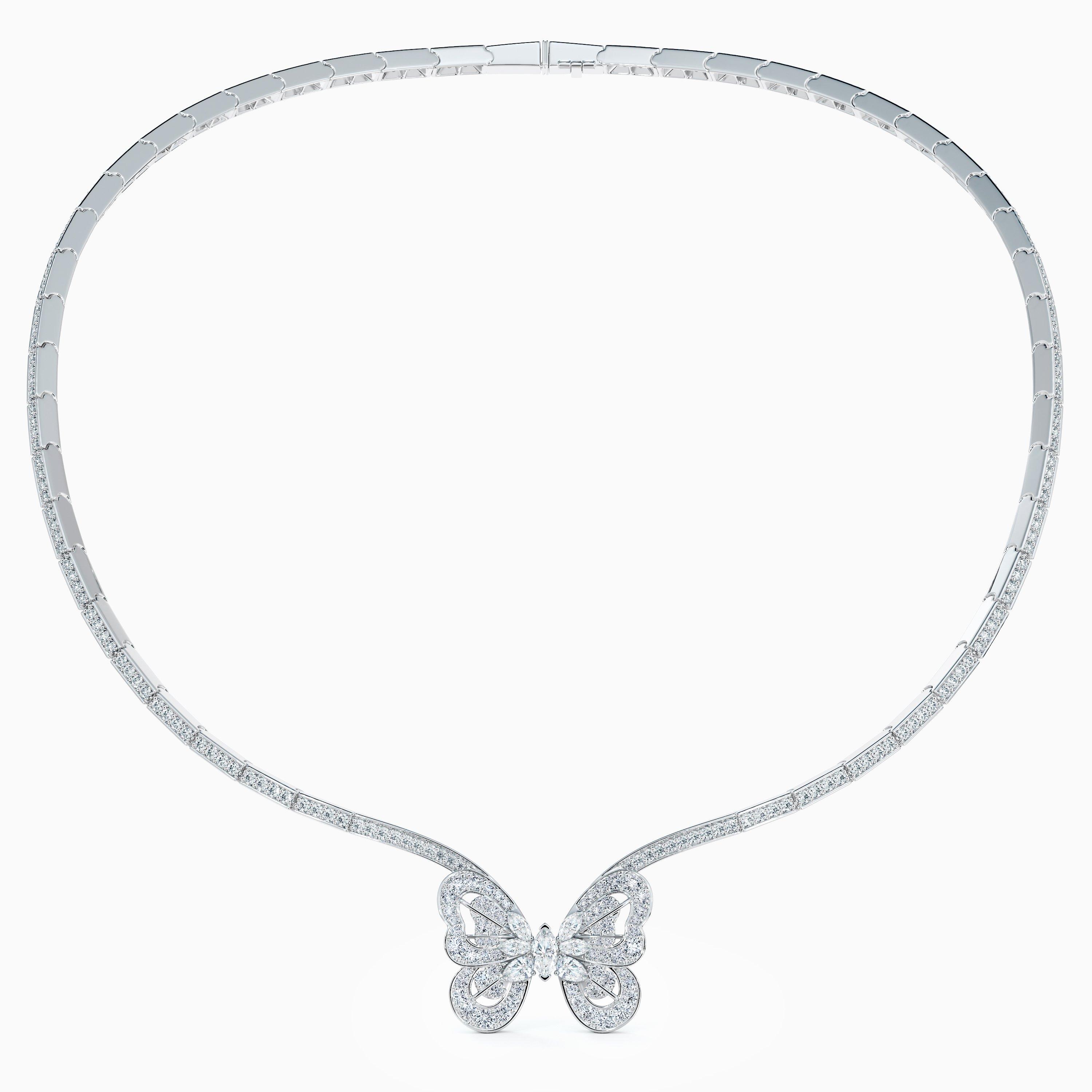 Portraits of Nature Butterfly Necklace in White Gold, image 1