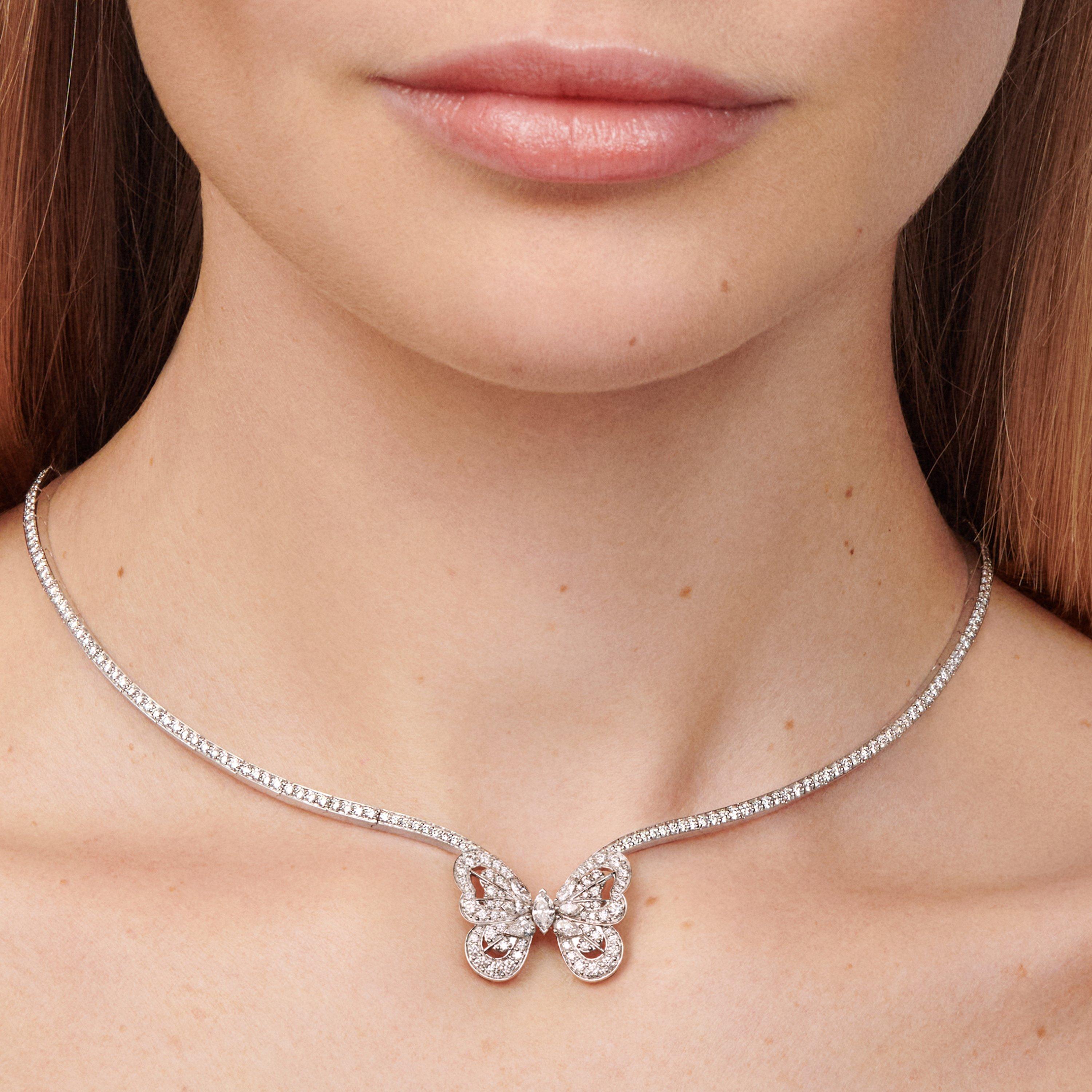 Collier Portraits of Nature Butterfly en Or Blanc, image 3