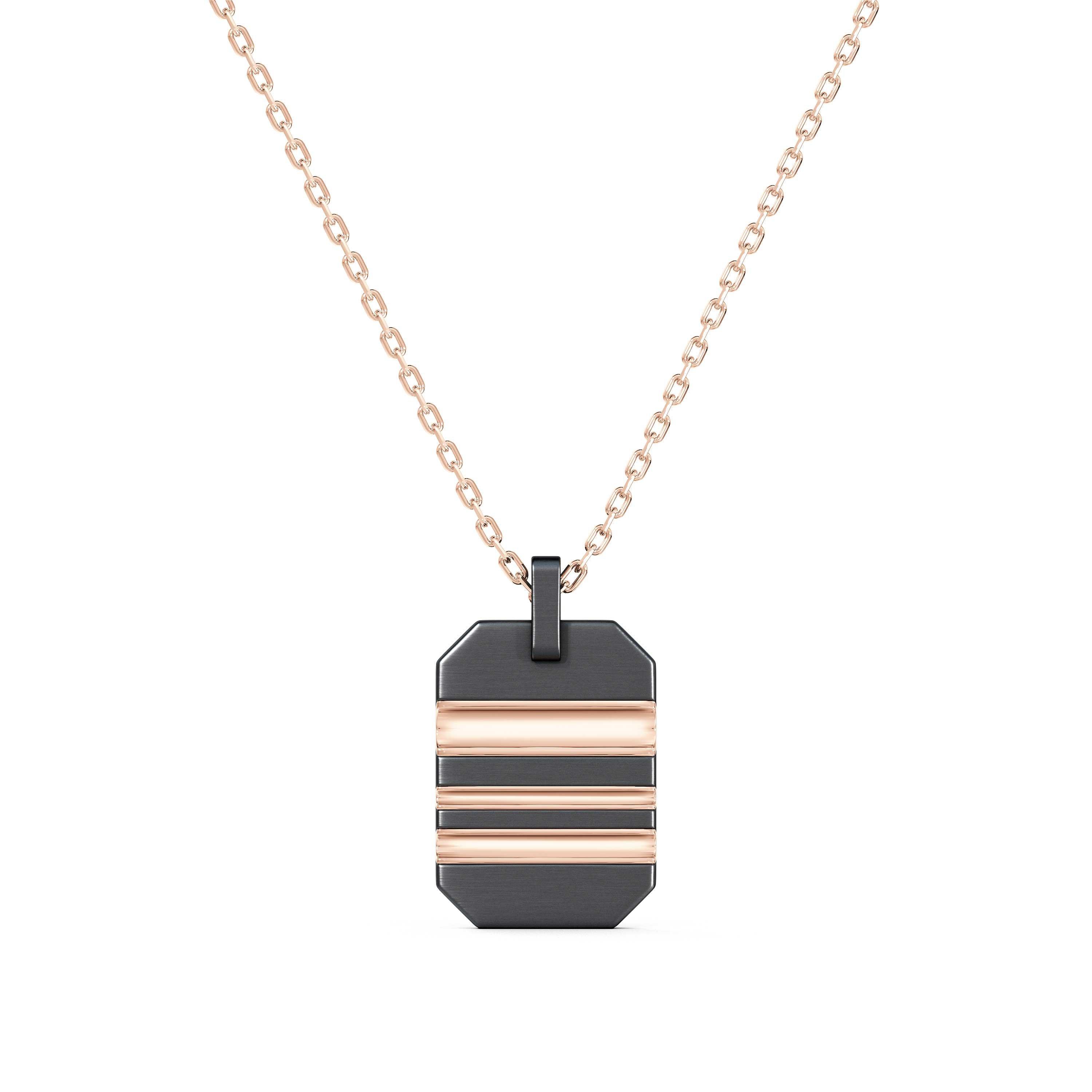 De Beers RVL pendant in black titanium and rose gold, image 1