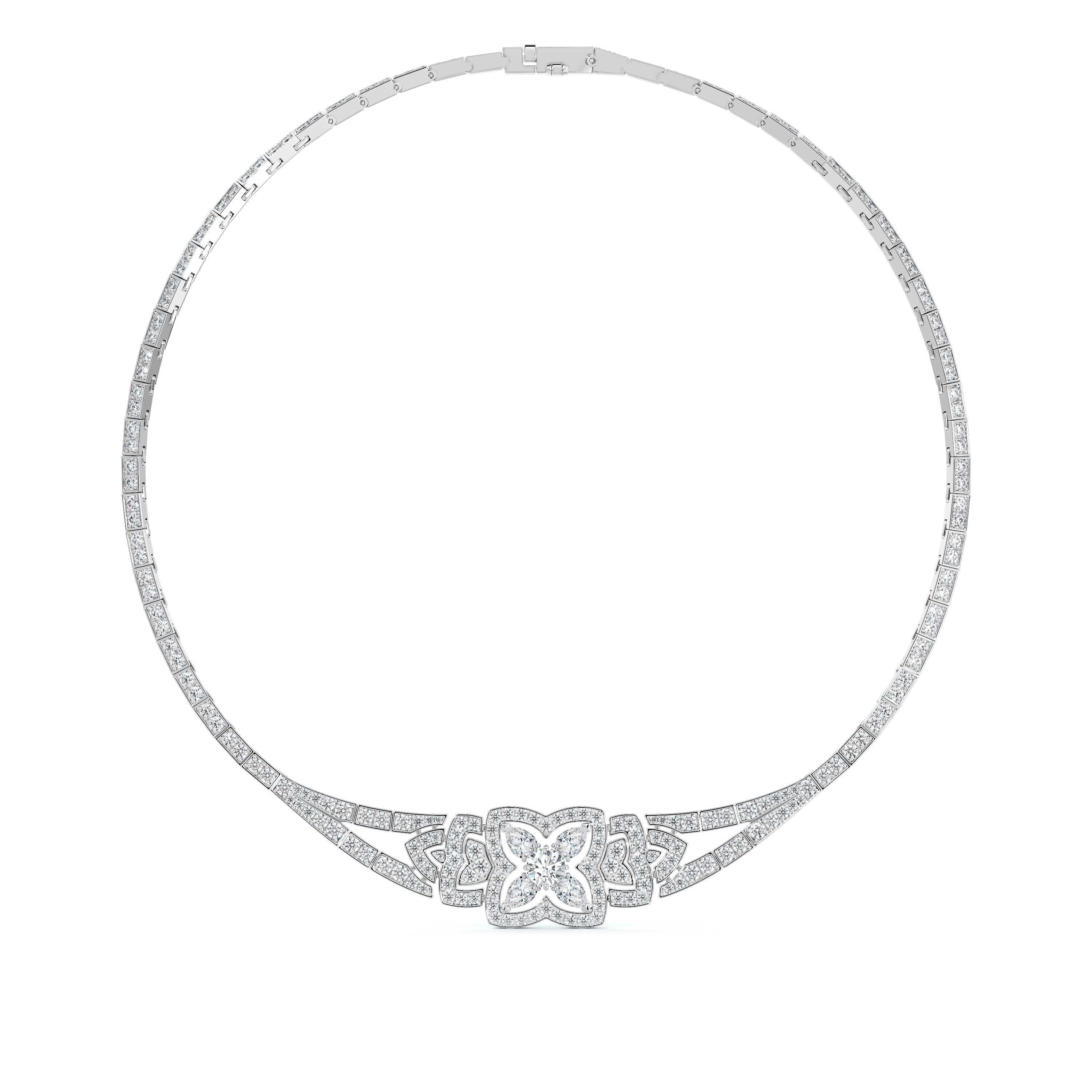 Enchanted Lotus Necklace in white gold, image 1