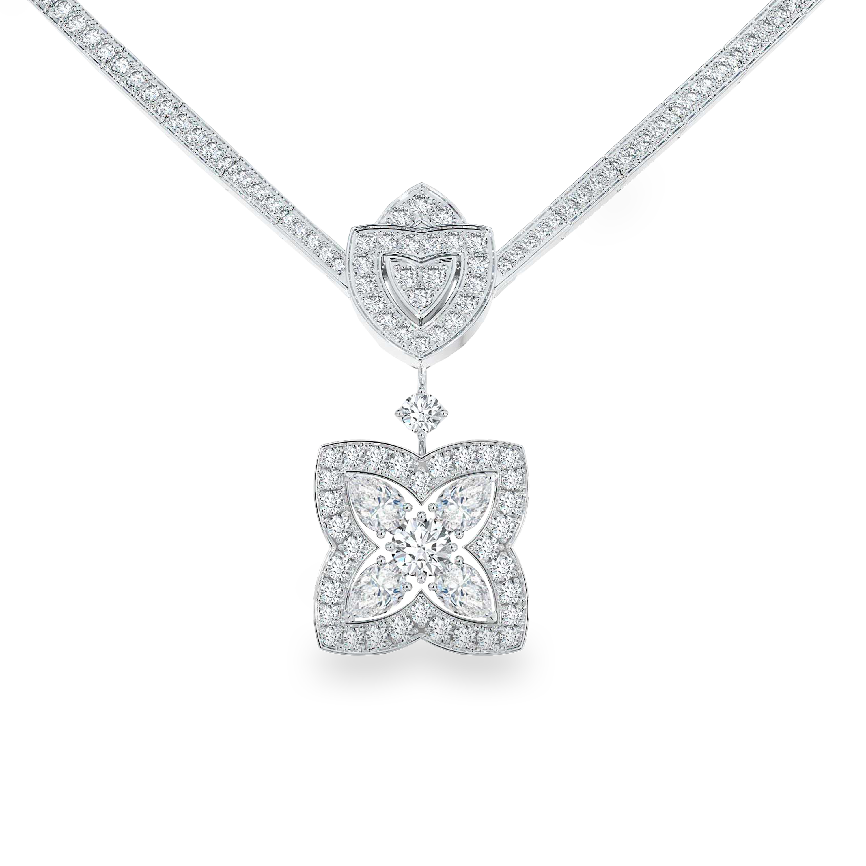 Enchanted Lotus necklace in white gold, image 1