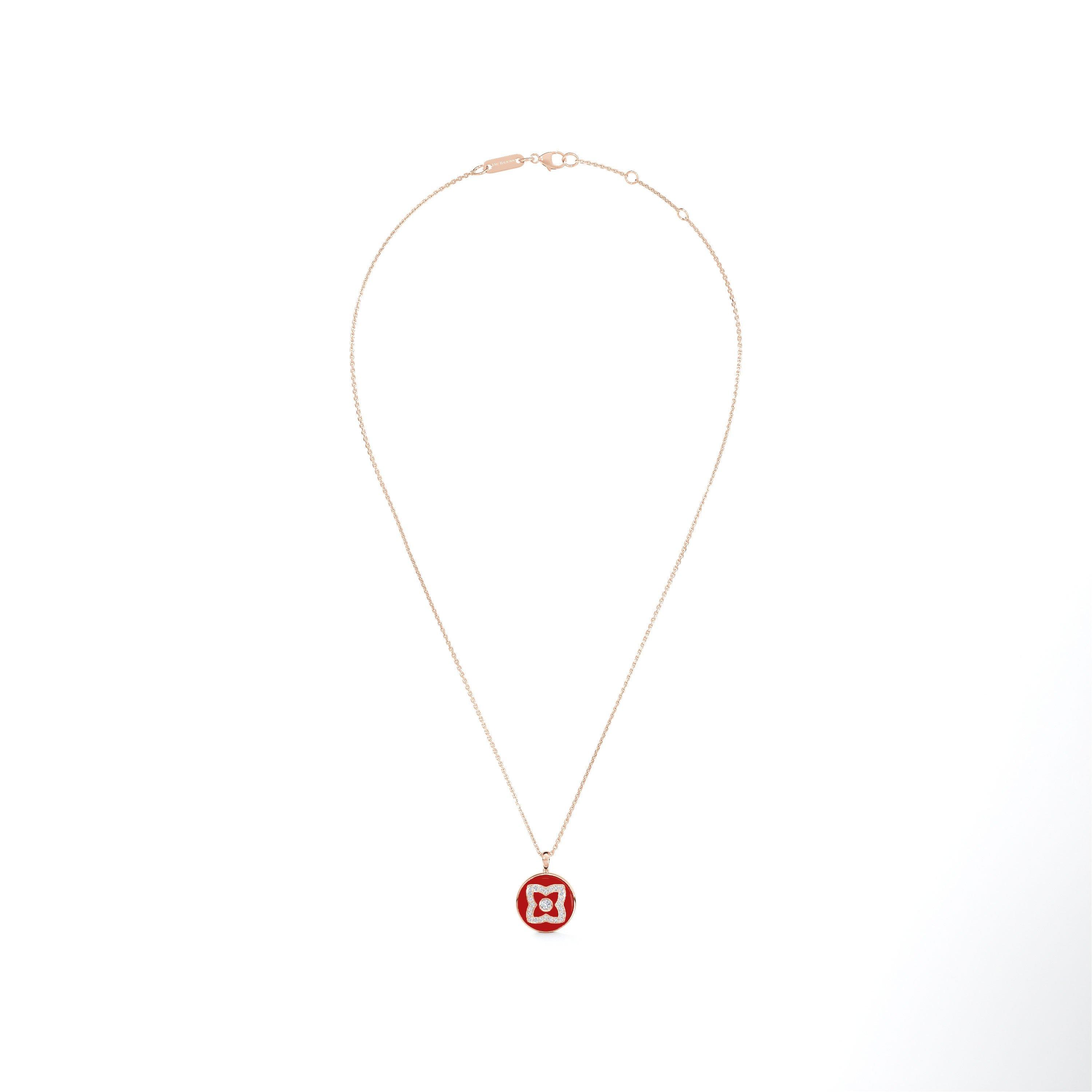 Enchanted Lotus 紅色琺瑯玫瑰金項鏈, image 2