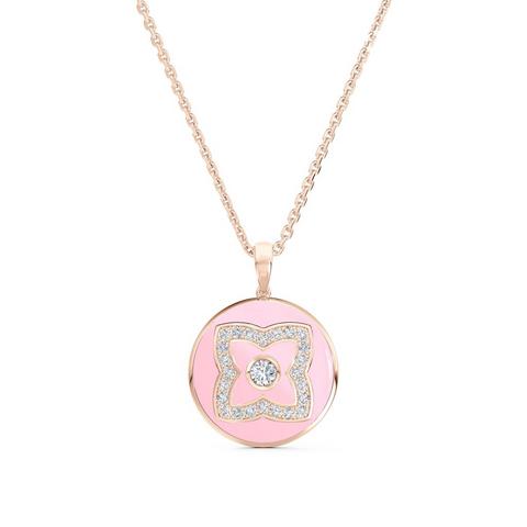 Enchanted Lotus pendant in rose gold and pink enamel