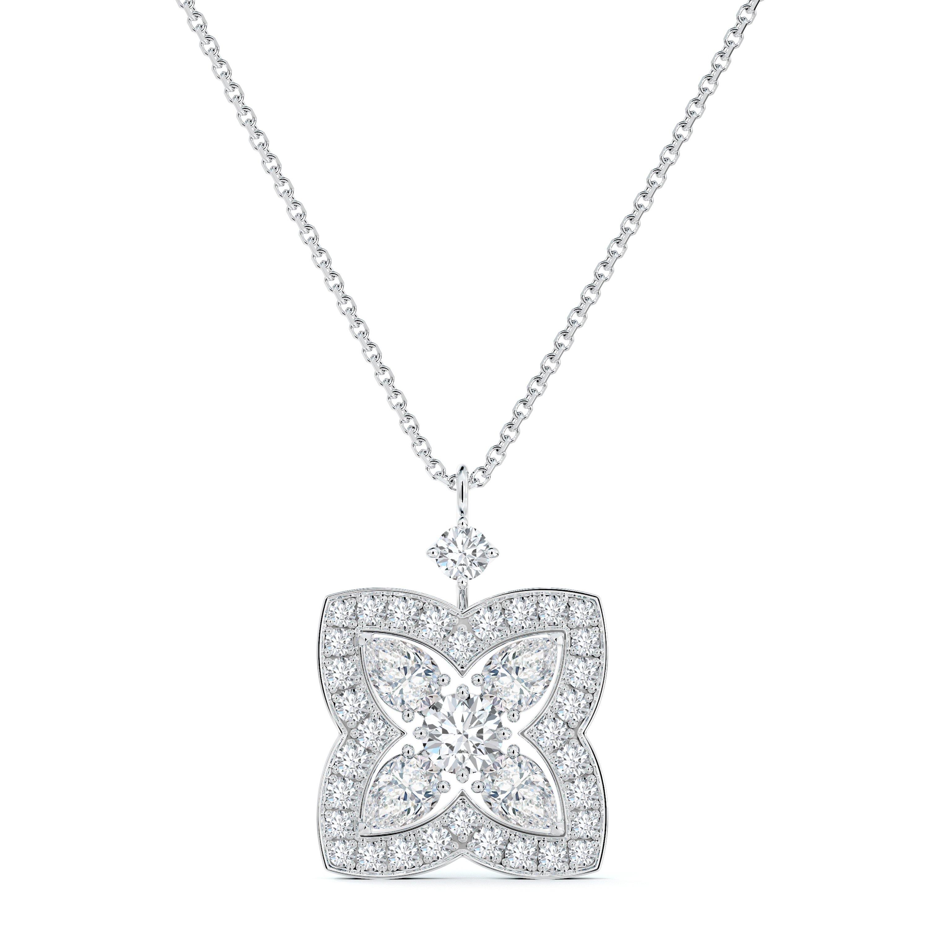 Enchanted Lotus Pendant in White Gold