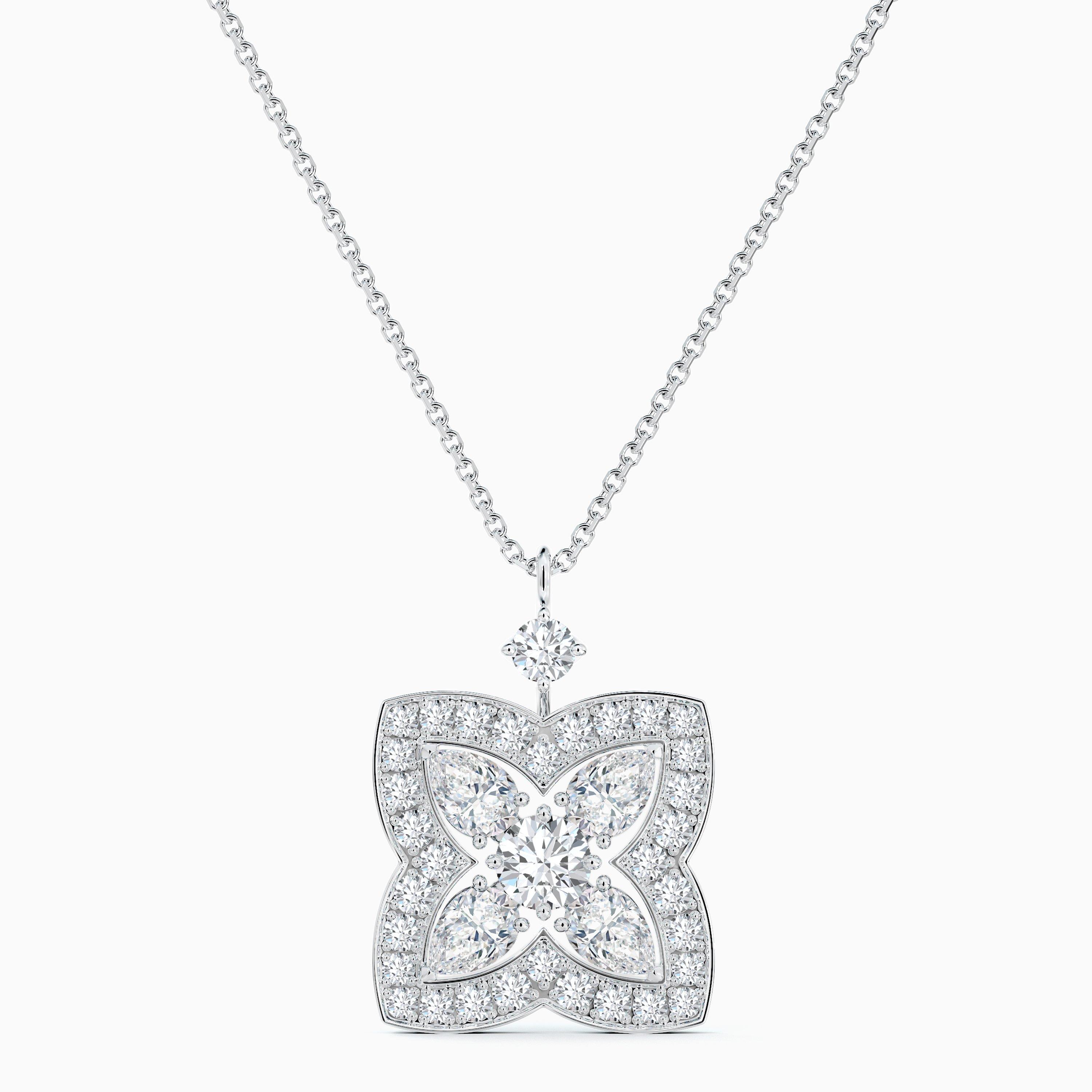 Enchanted Lotus Pendant in White Gold, image 1