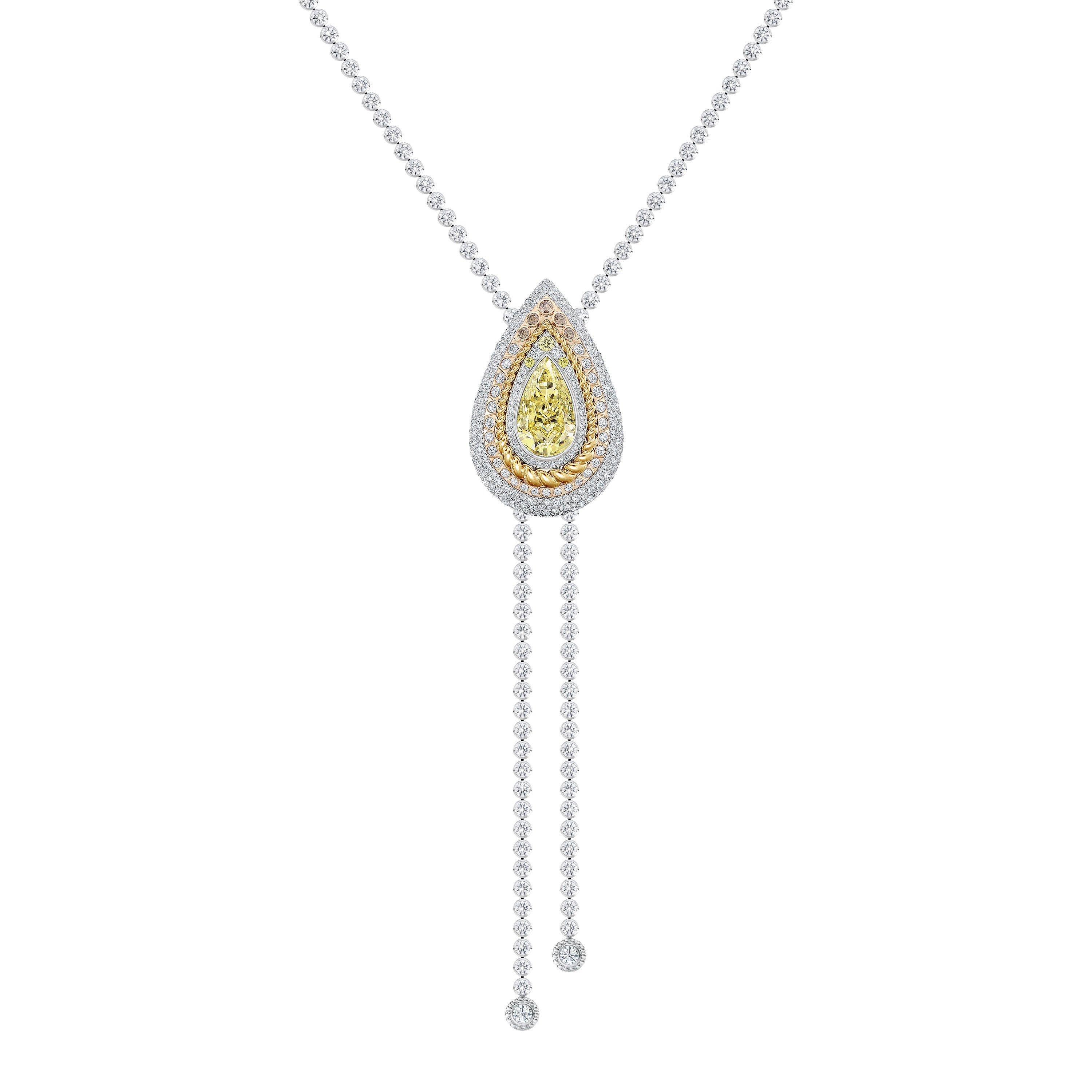 Collier pendentif moyen LV, or blanc et diamants - Catégories de luxe, Joaillerie Q93670