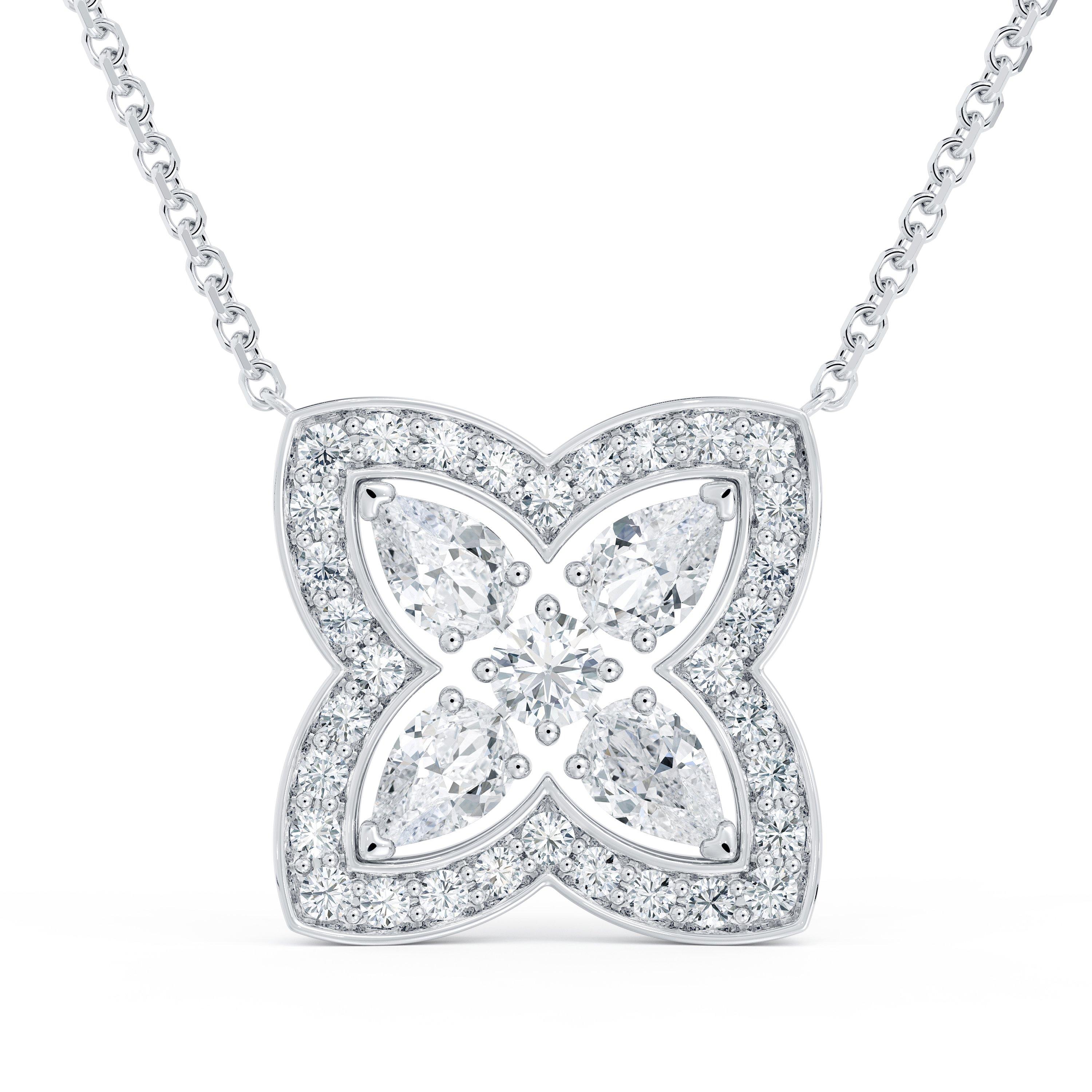 Enchanted Lotus Pendant in White Gold