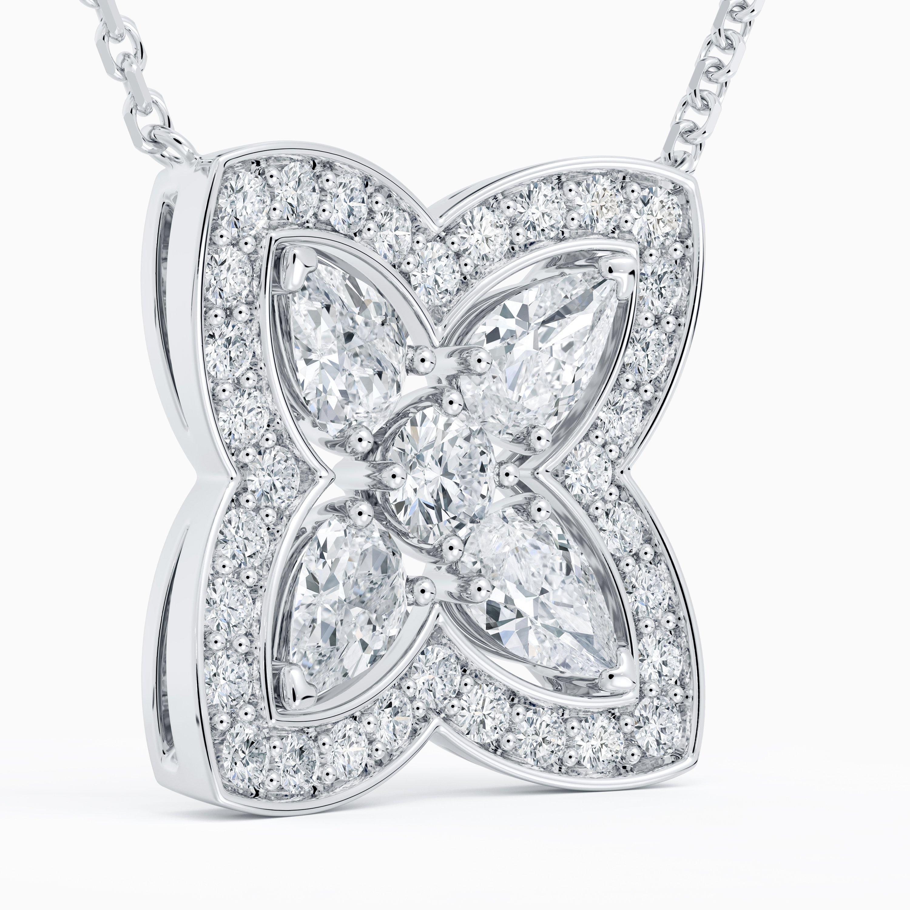Enchanted Lotus Pendant in white gold with pear shape diamonds, image 2