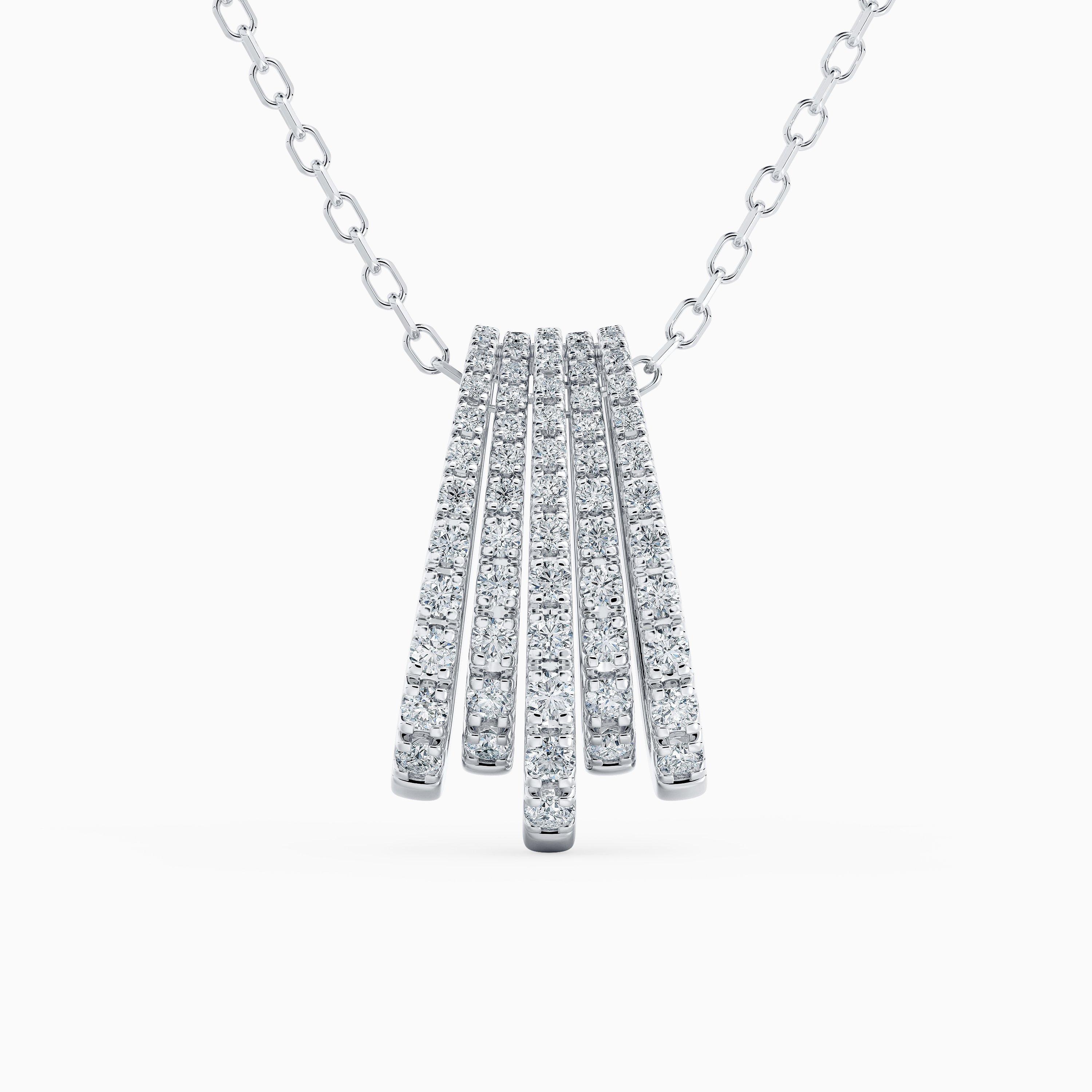 Five Lines Pendant in White Gold with Diamonds, image 1