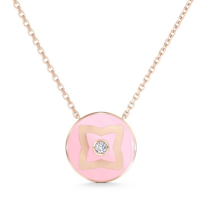 Enchanted Lotus 粉色珐琅玫瑰金钻石项链