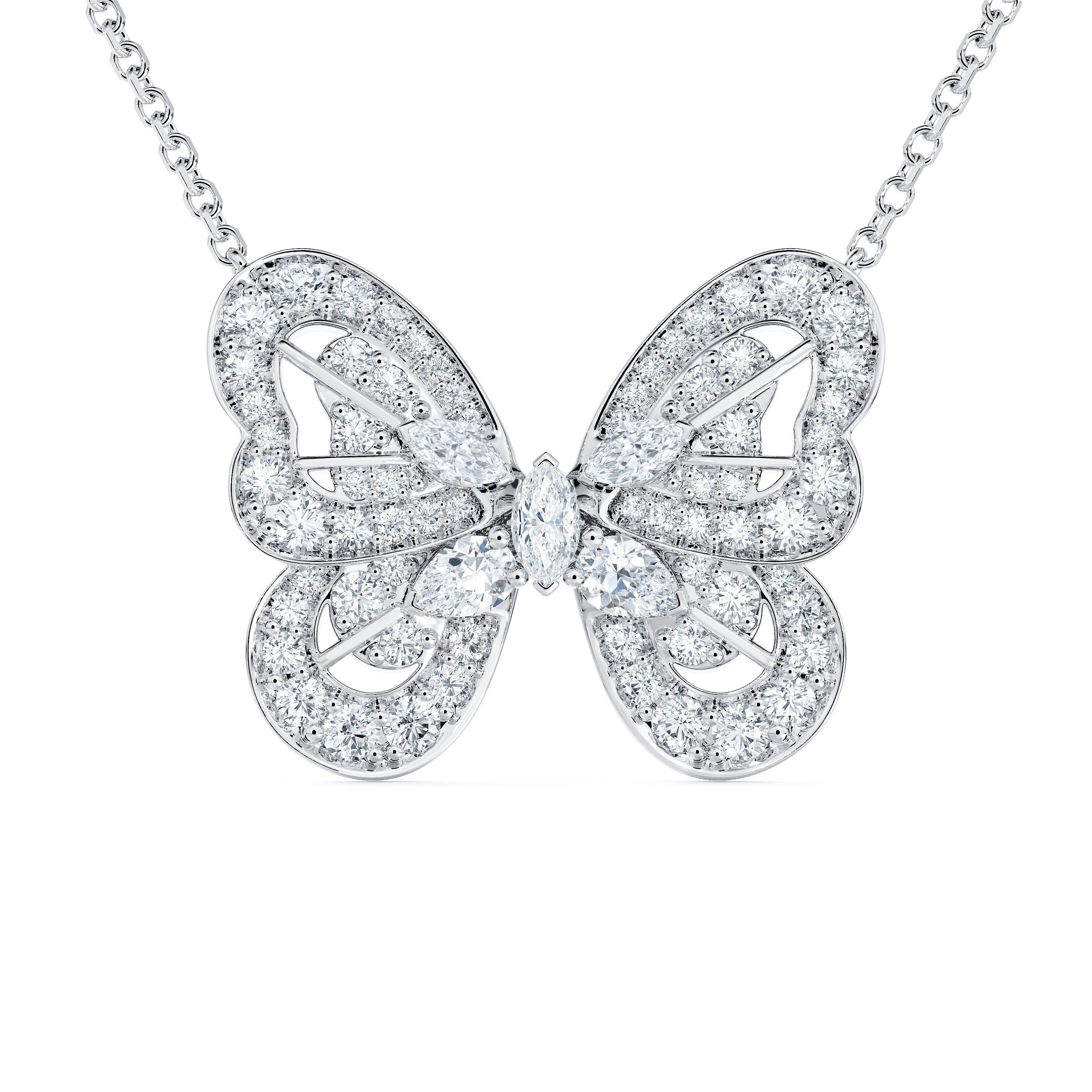 Portraits of Nature Butterfly Pendant in White Gold