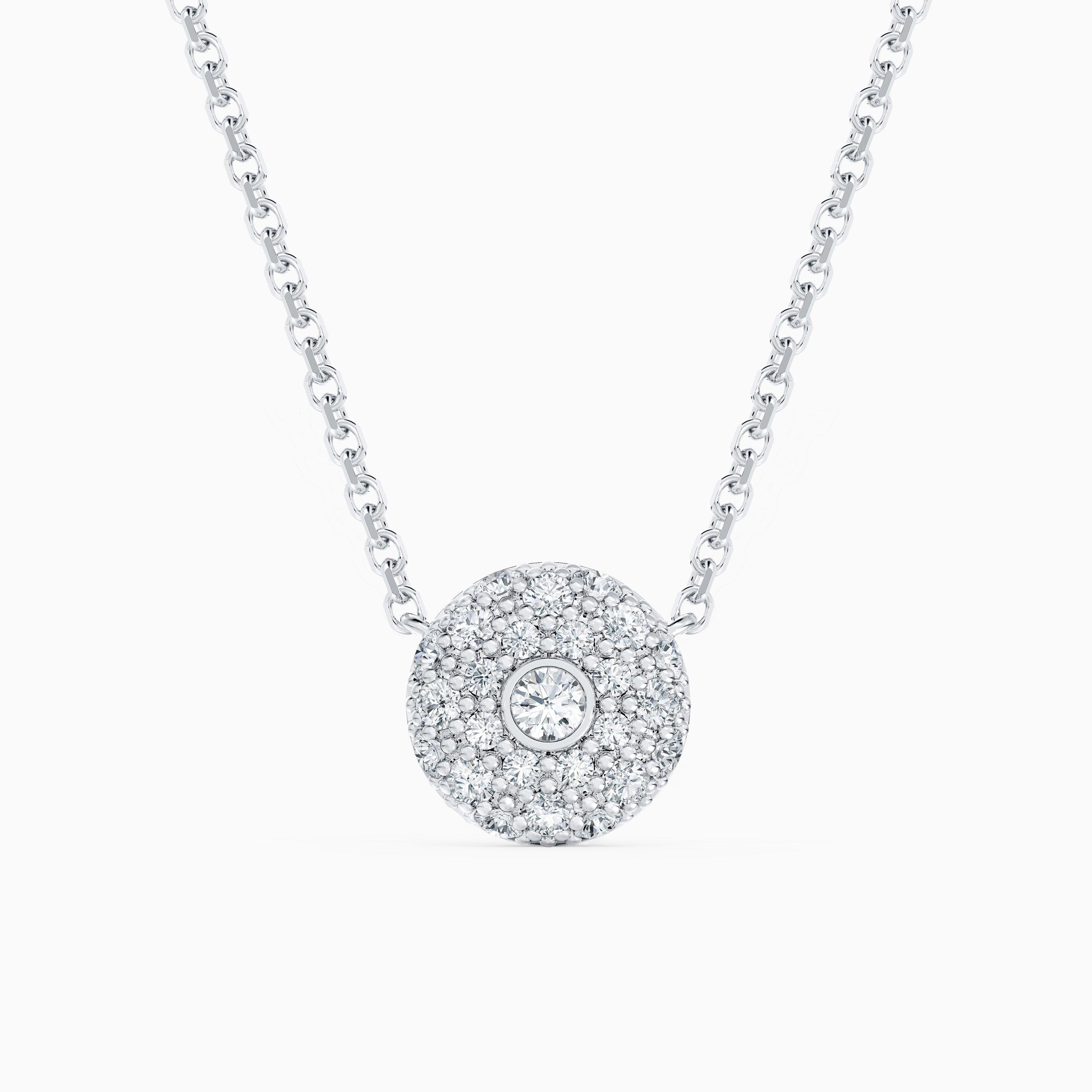 Classic Design Diamond Pendant in White Gold, image 1