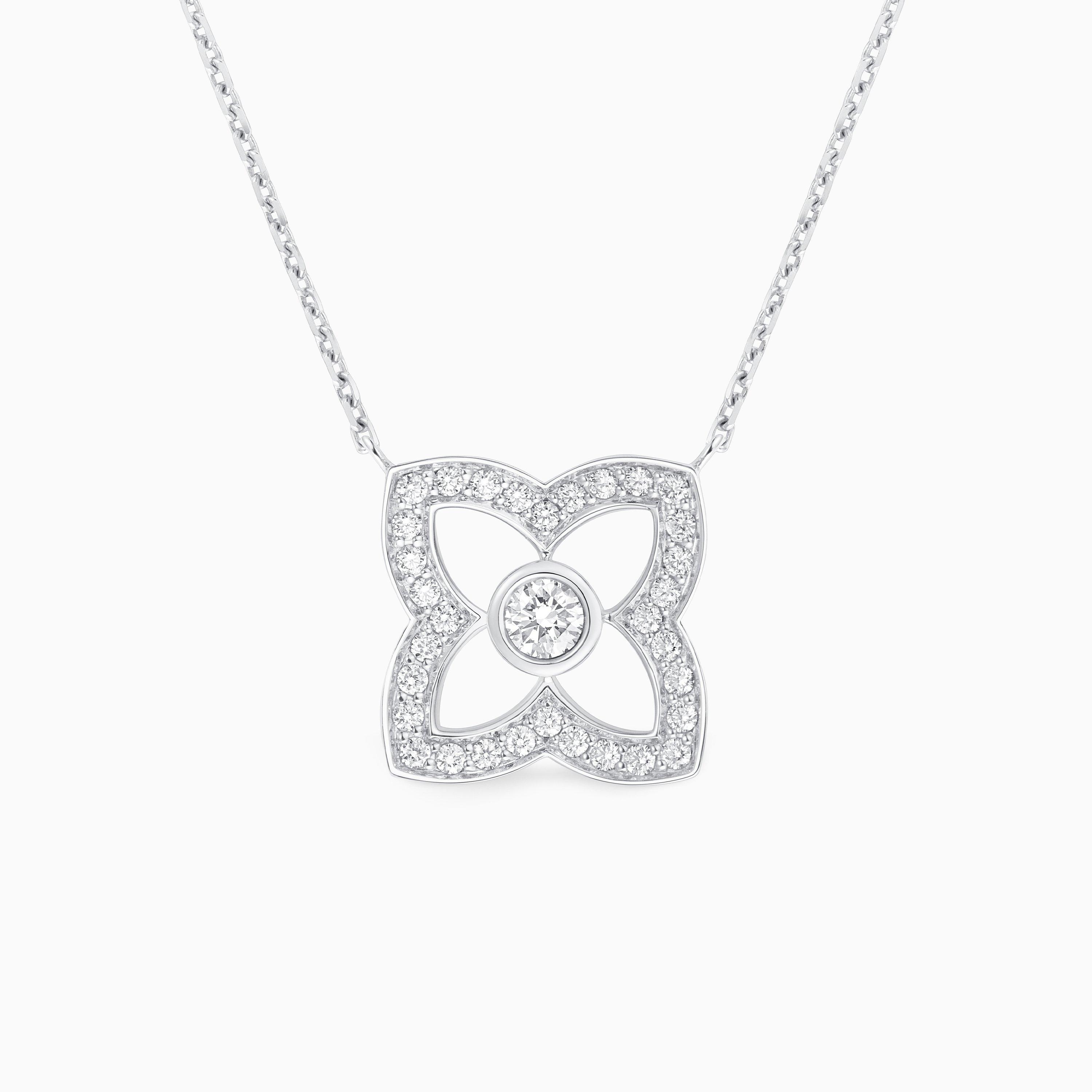 Lotus by DE BEERS small white gold diamond pendant, image 1