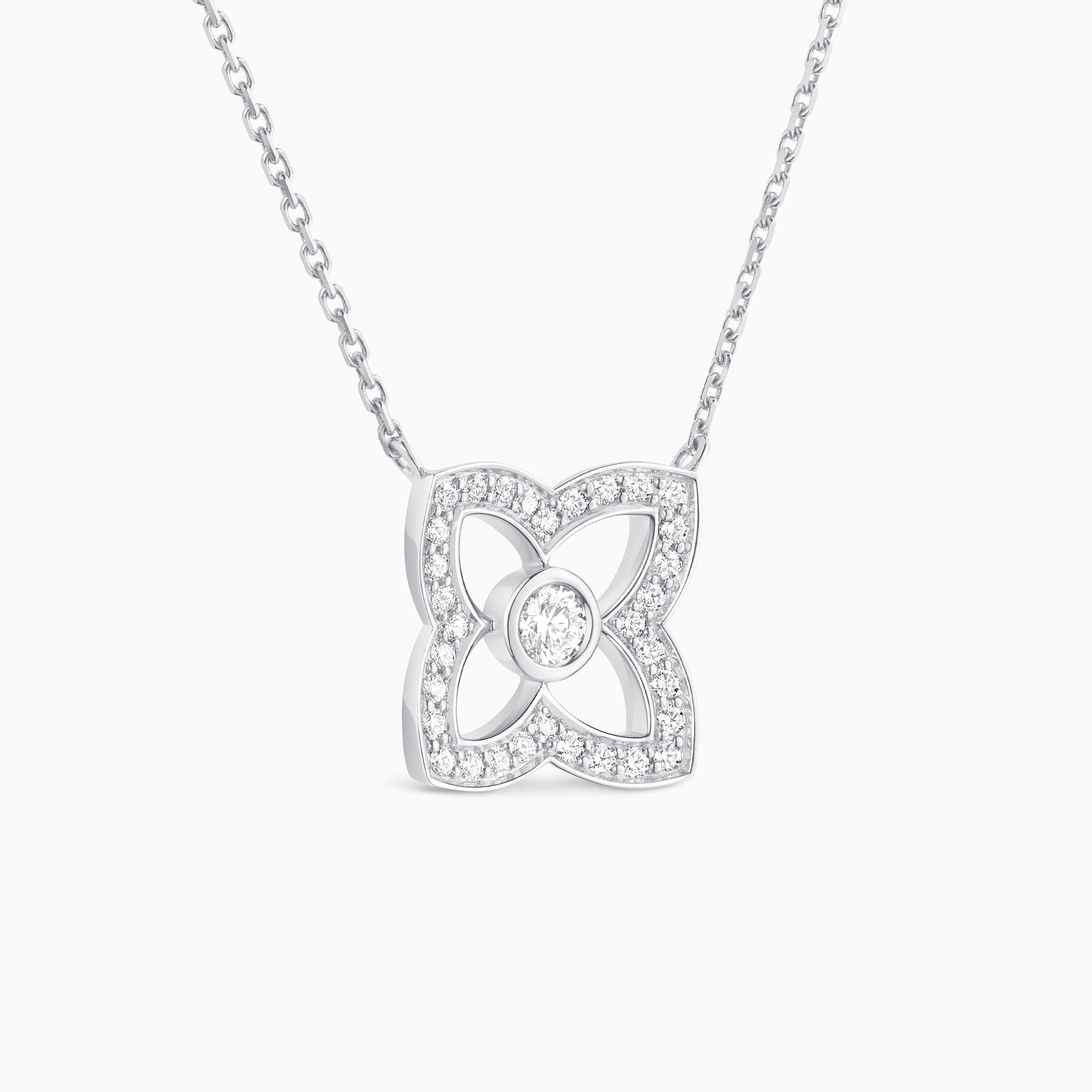 Lotus by DE BEERS small white gold diamond pendant, image 2
