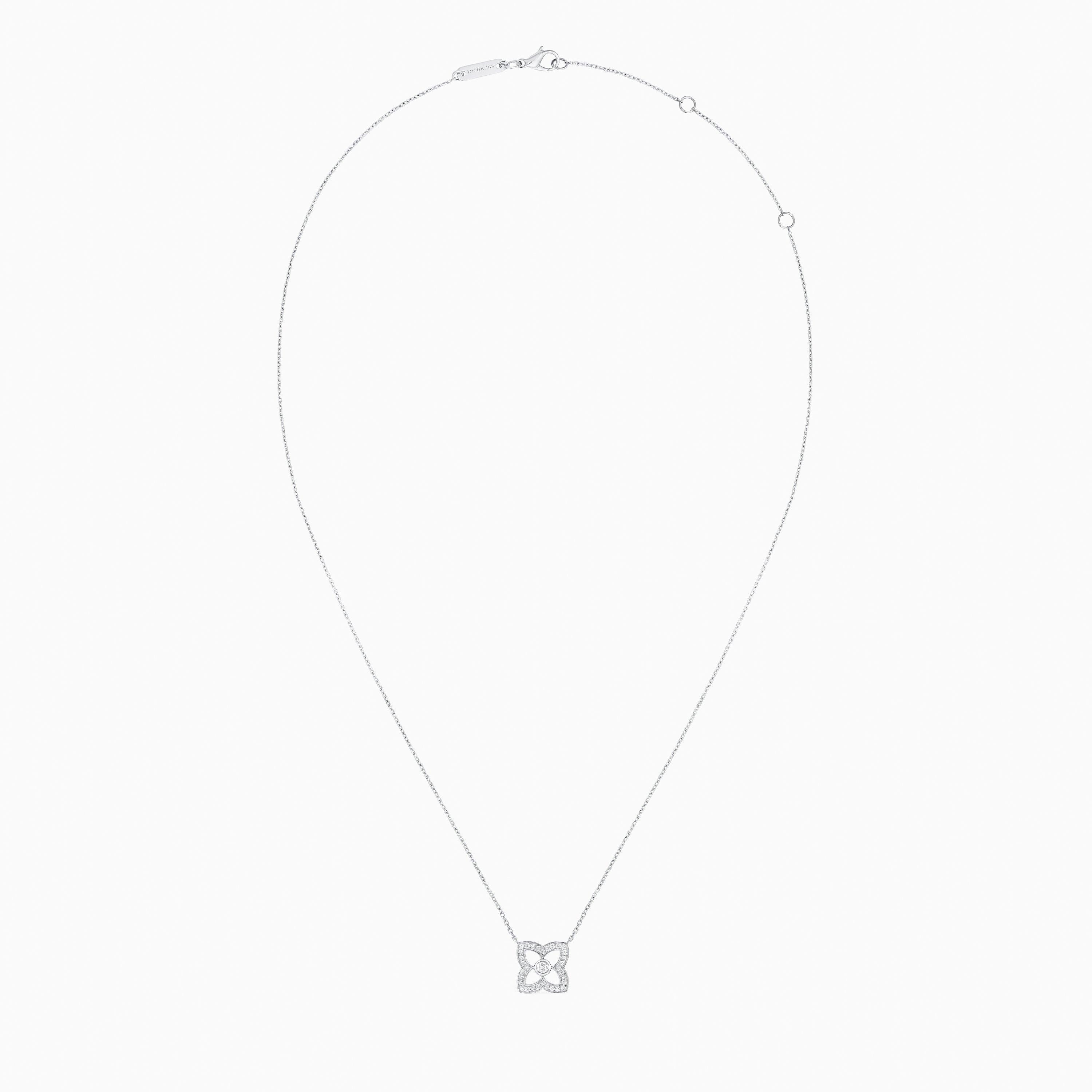 Lotus by DE BEERS small white gold diamond pendant, image 3