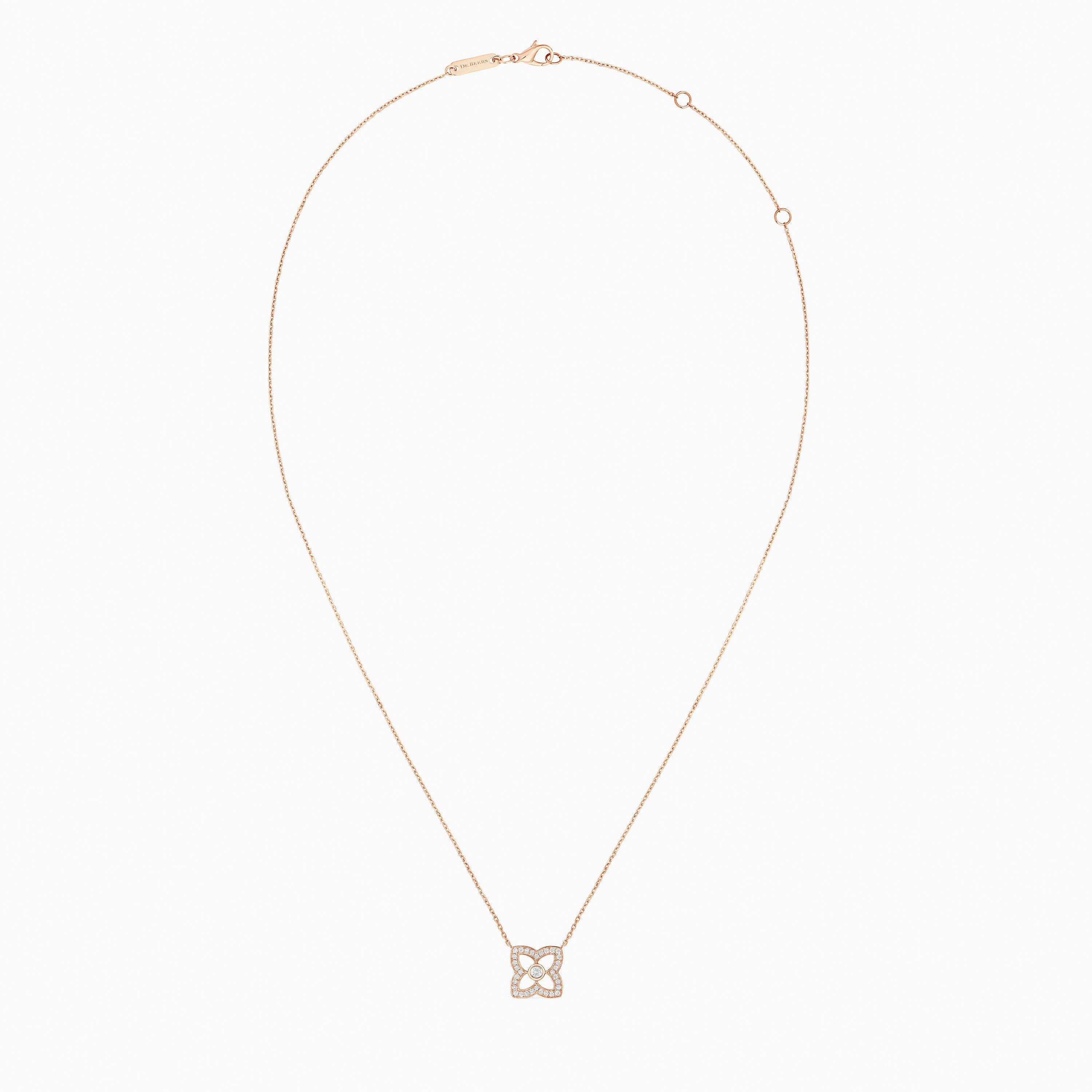 Lotus by DE BEERS small rose gold diamond pendant, image 3