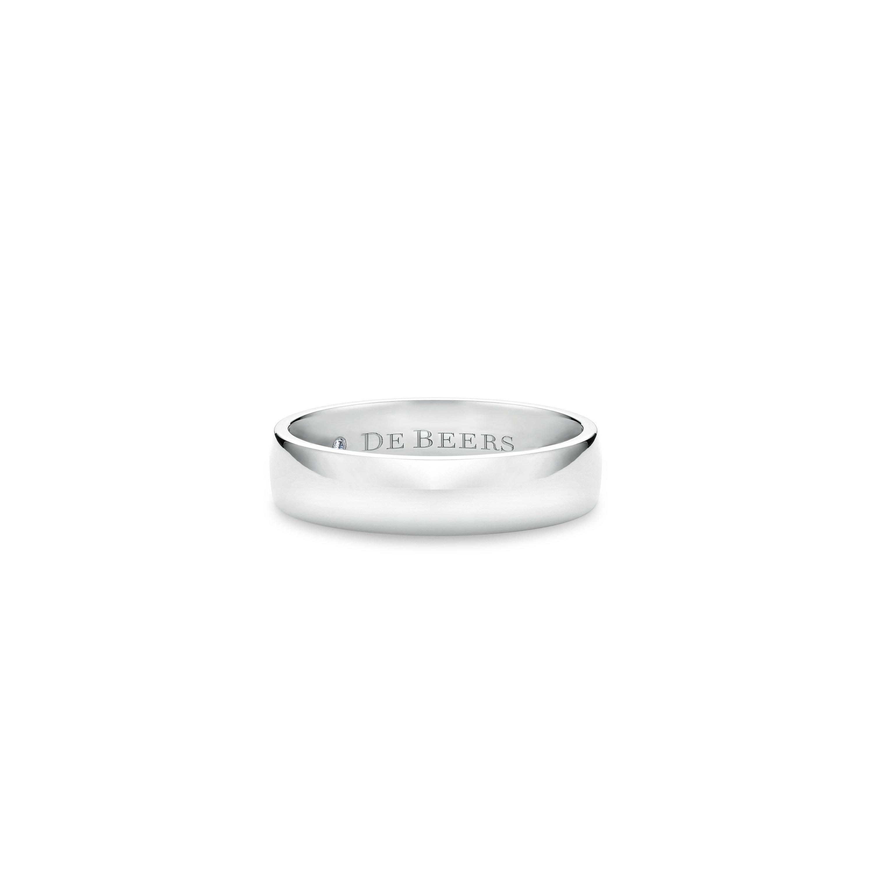 De Beers 18kt white gold Promise half textured band