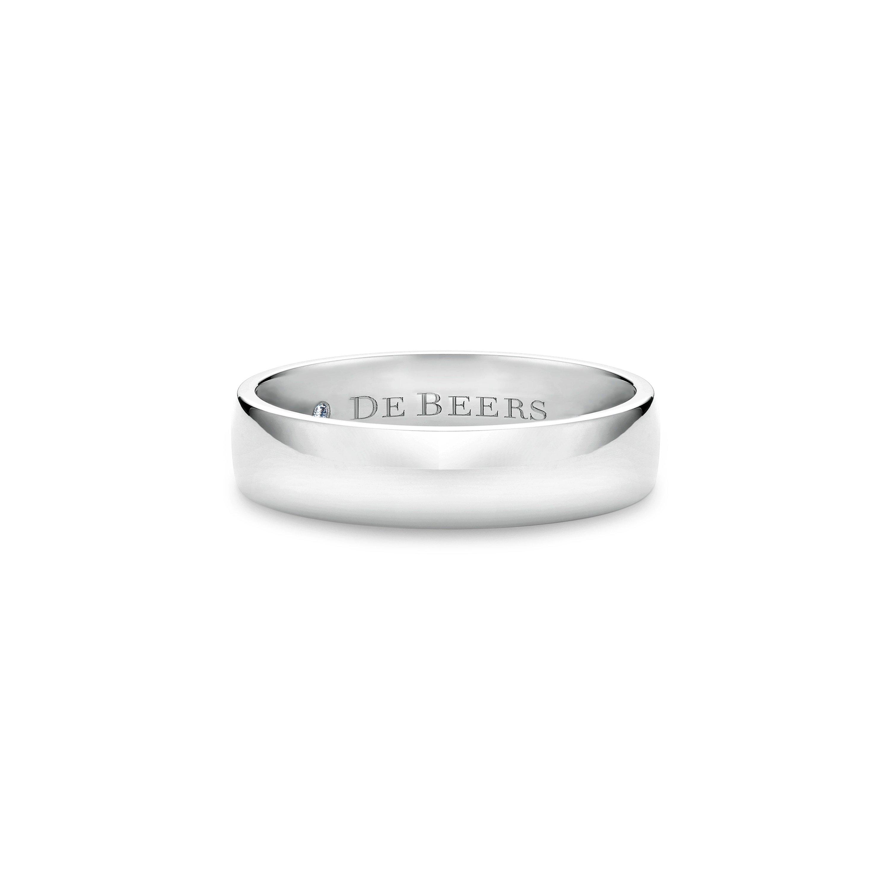 De Beers 18kt white gold Promise half textured band