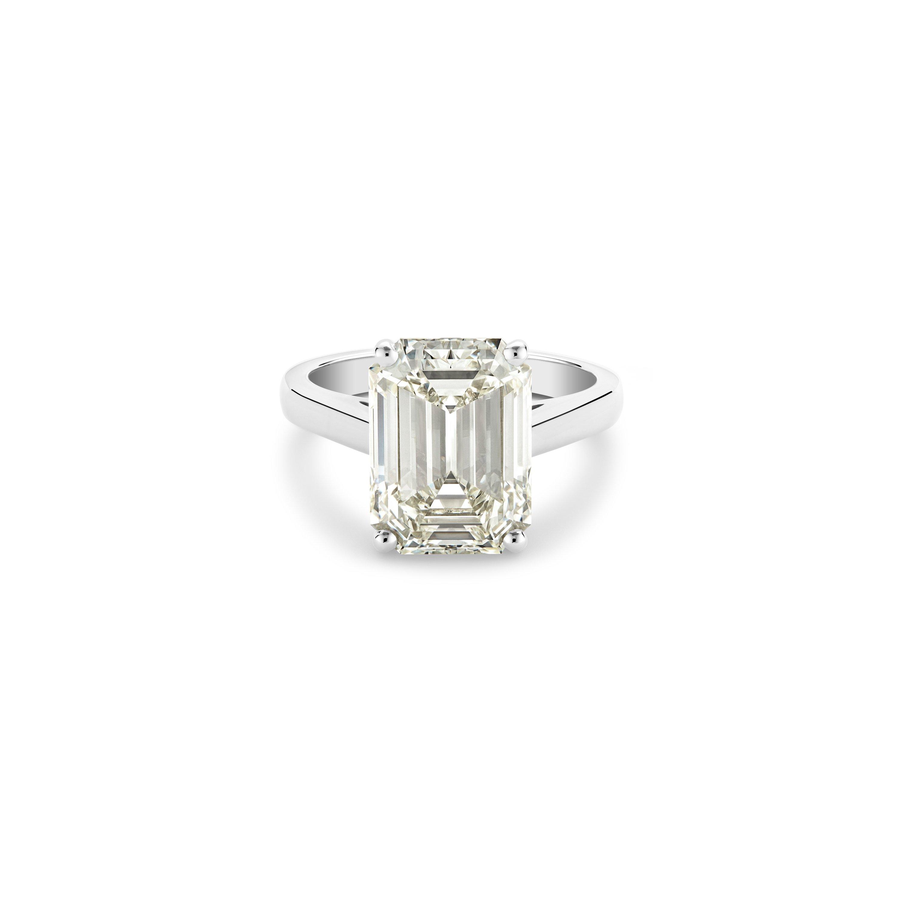 DB Classic emerald cut diamond ring De Beers US