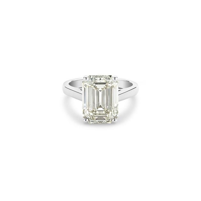 DB Classic高級珠寶鉑金祖母綠式鑽石戒指