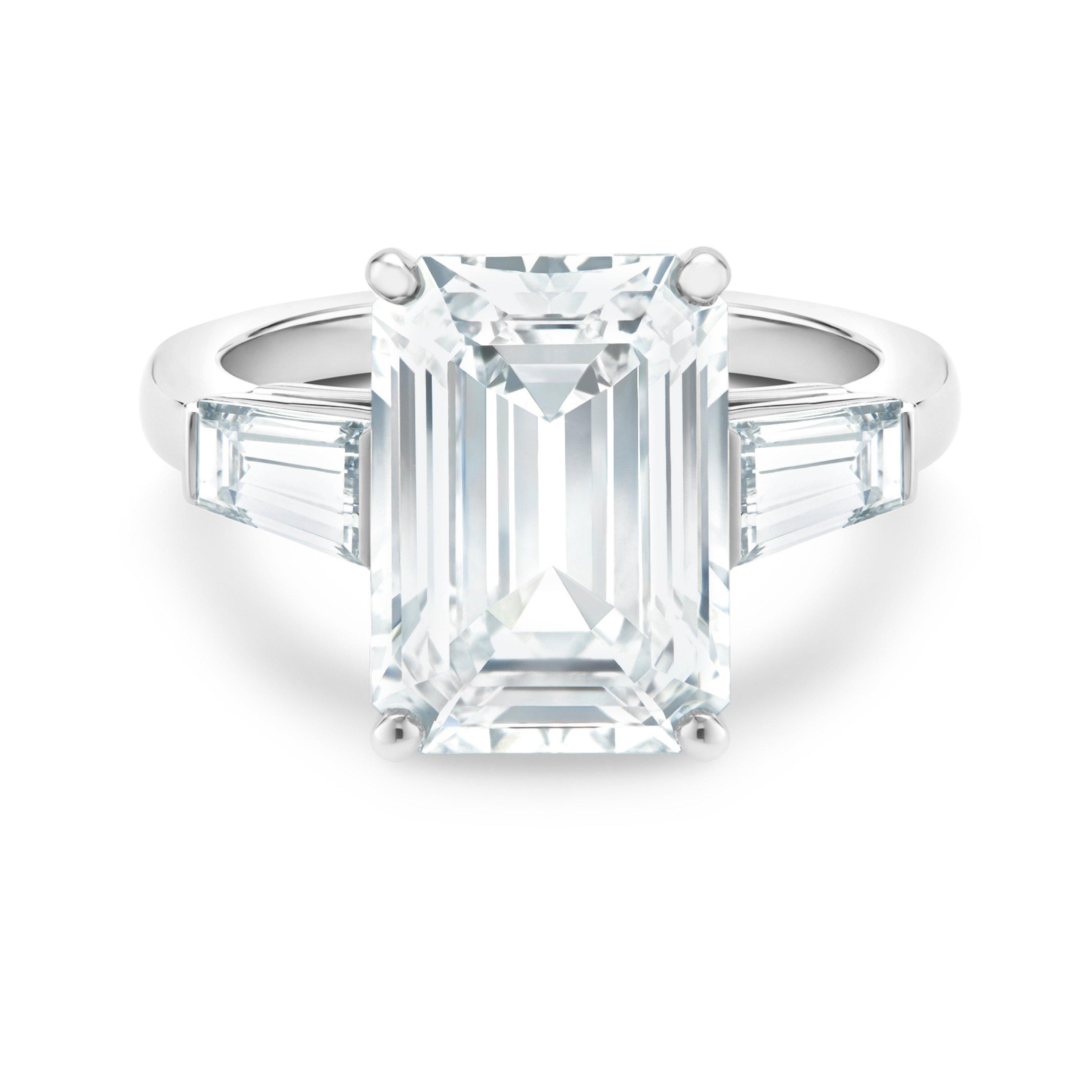 De Beers Classic 祖母綠型切割與梯形切割鉆戒, image 1