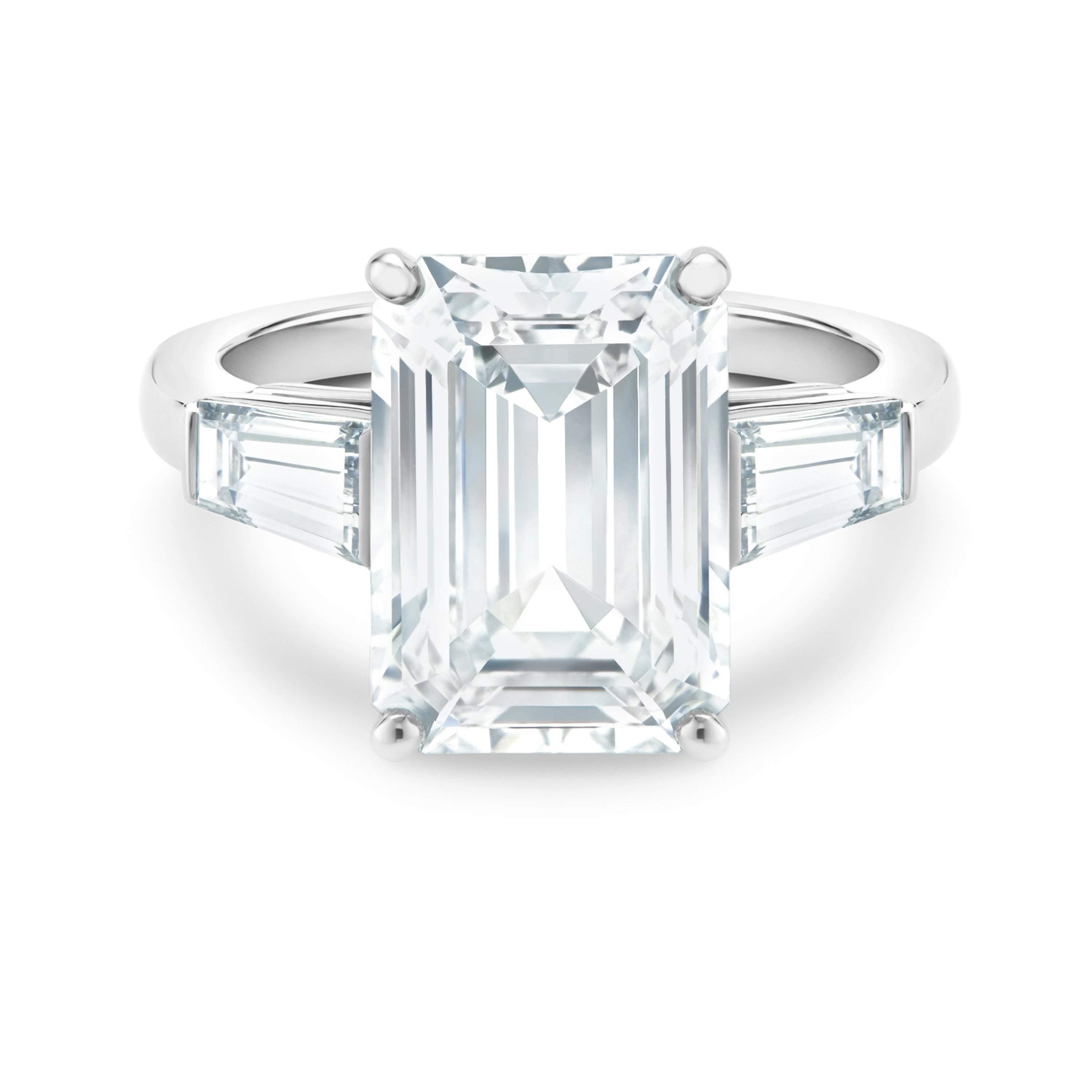 De Beers Classic 祖母綠型切割與梯形切割鉆戒, image 1