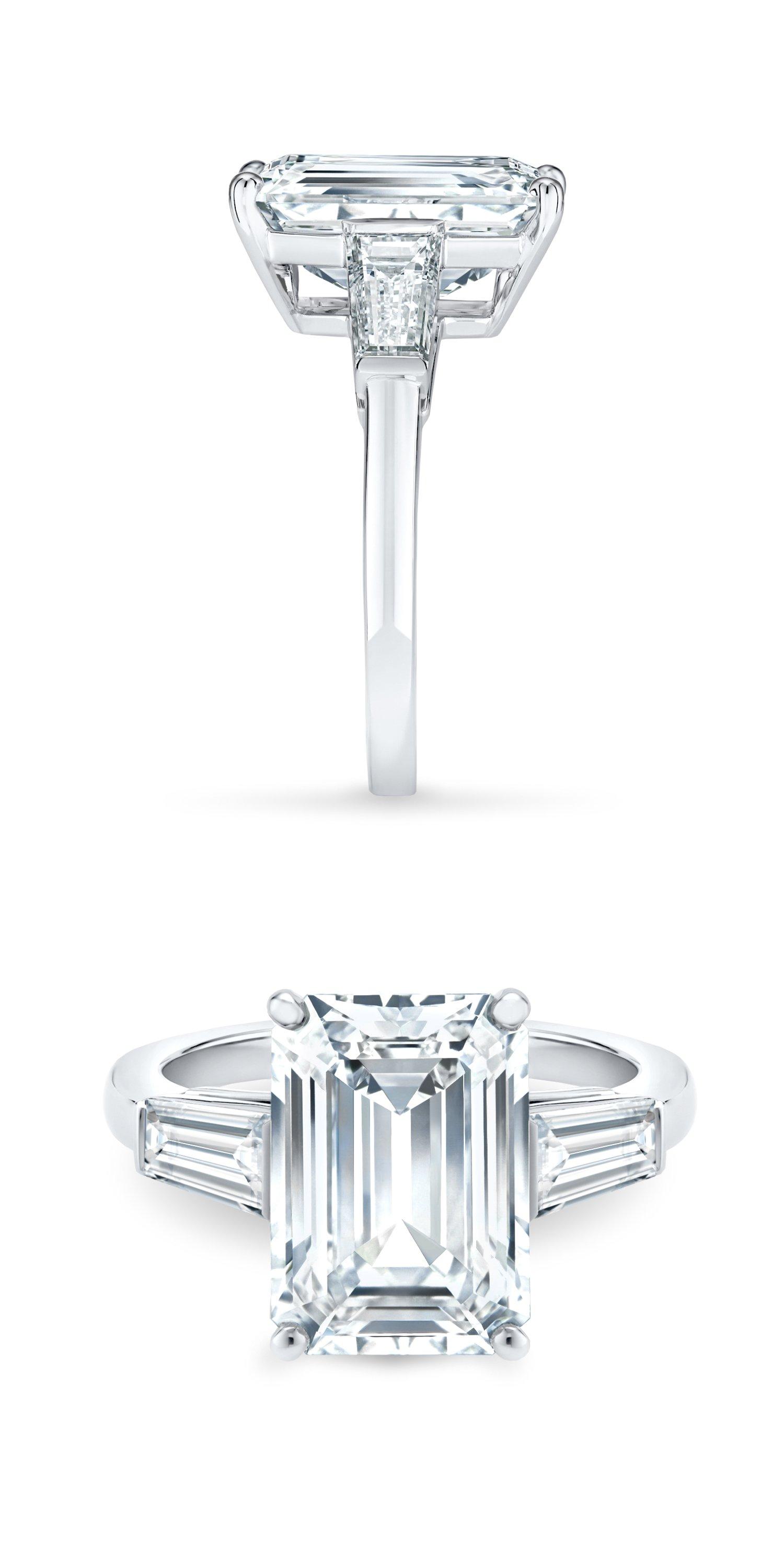 DB Classic emerald-cut and tapered diamond ring, image 1