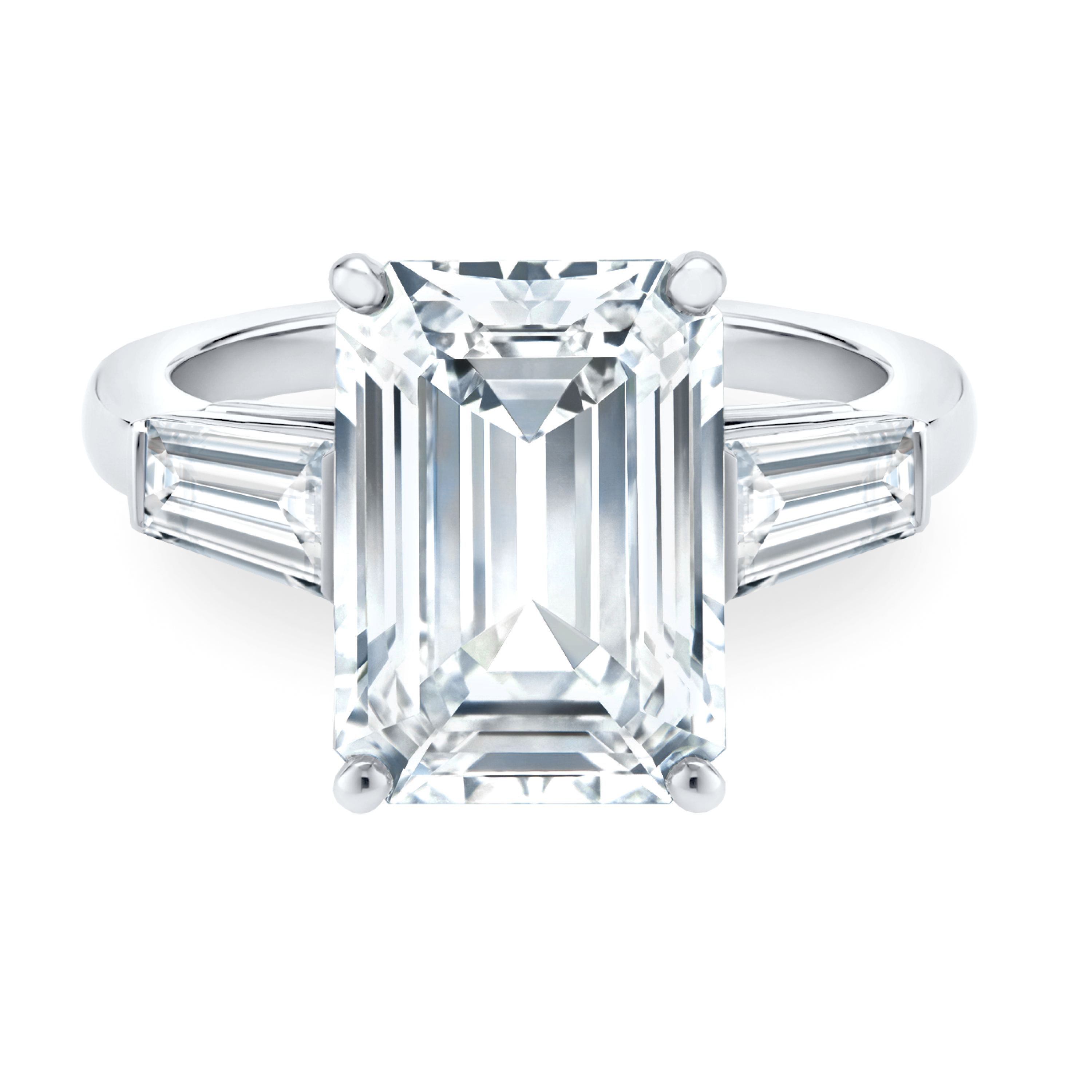Solitaire DB Classic Diamant Taille &Eacute;meraude et Trap&egrave;zes, image 1
