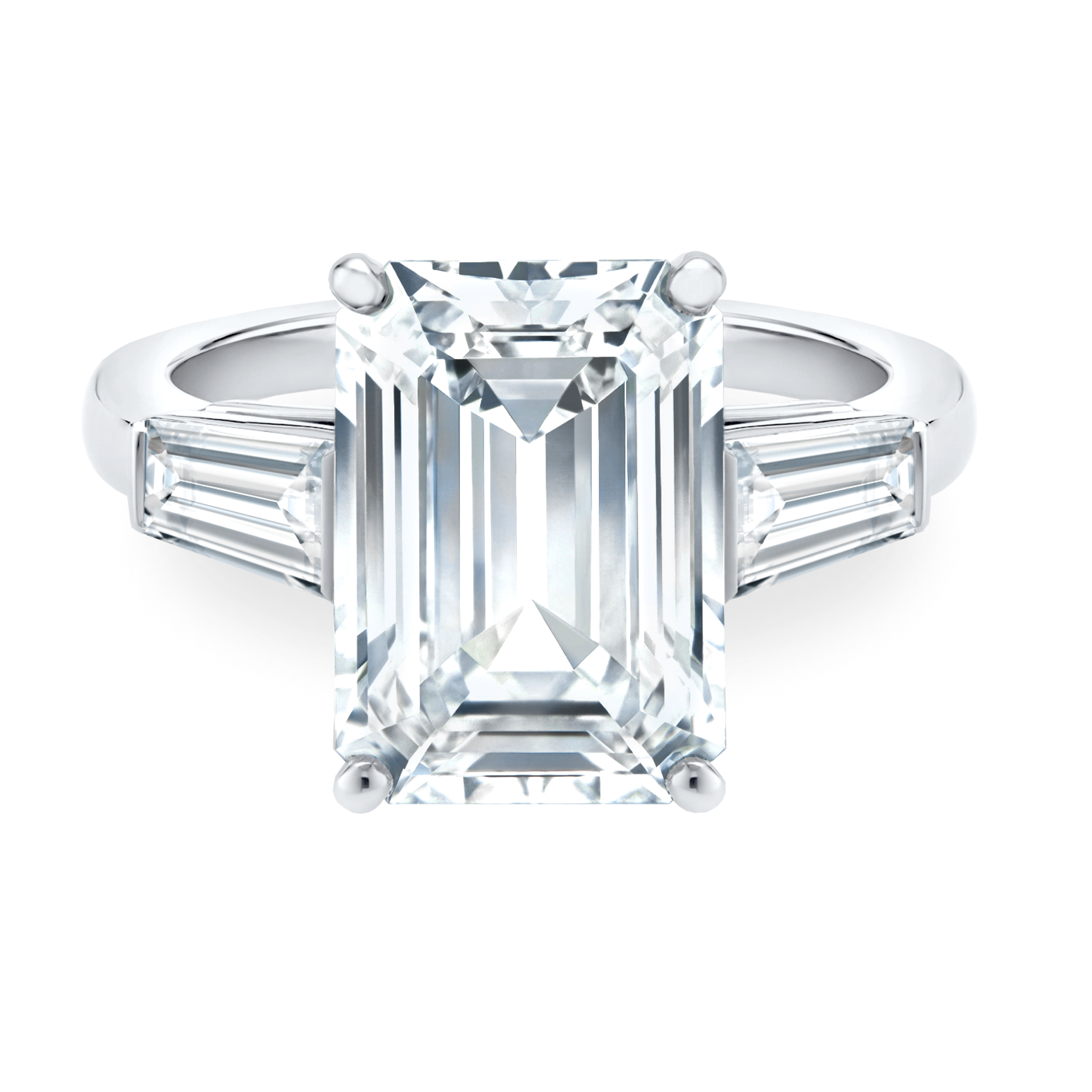 DB Classic emerald-cut and tapered diamond ring, image 1