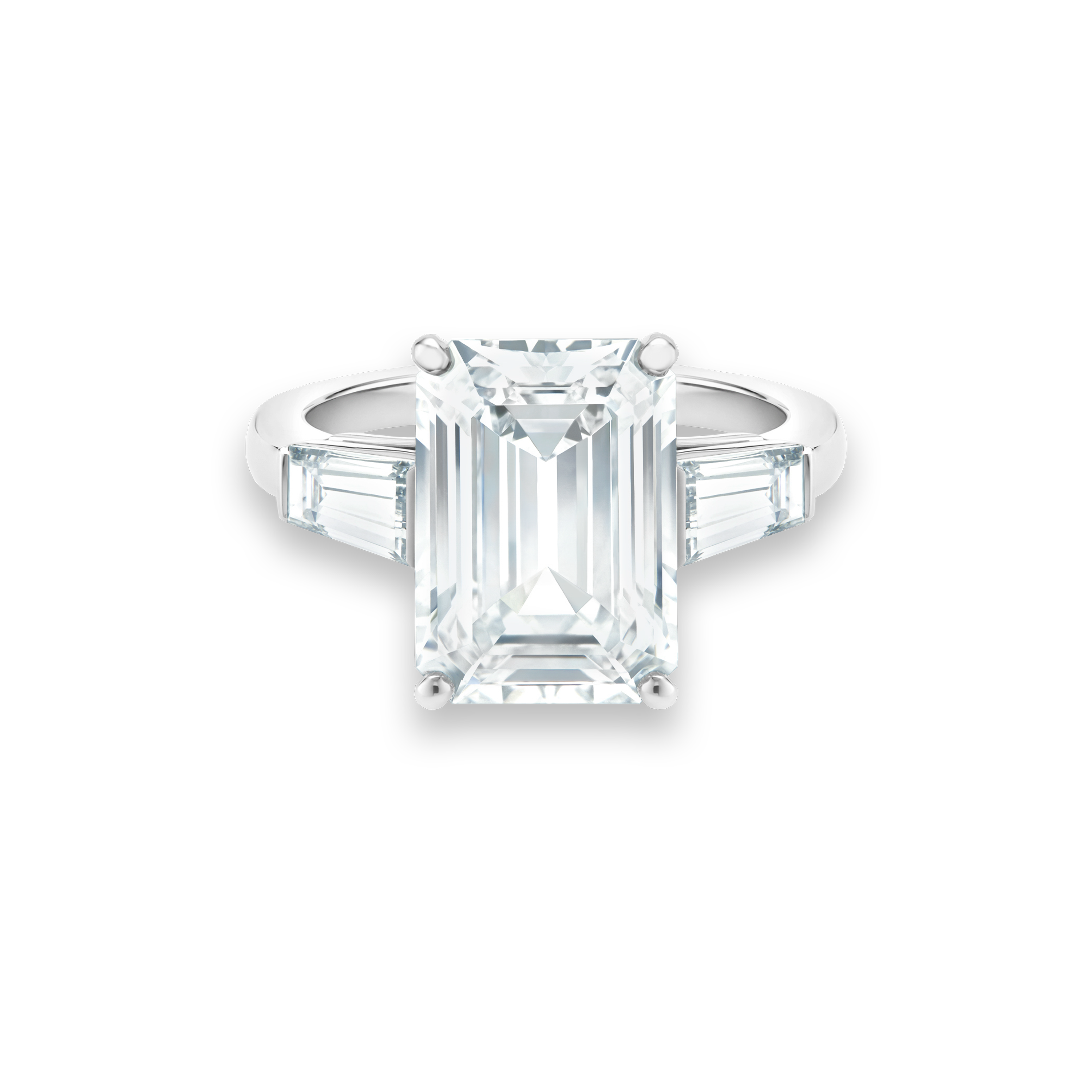 Solitaire DB Classic Diamant Taille &Eacute;meraude et Trap&egrave;zes, image 1