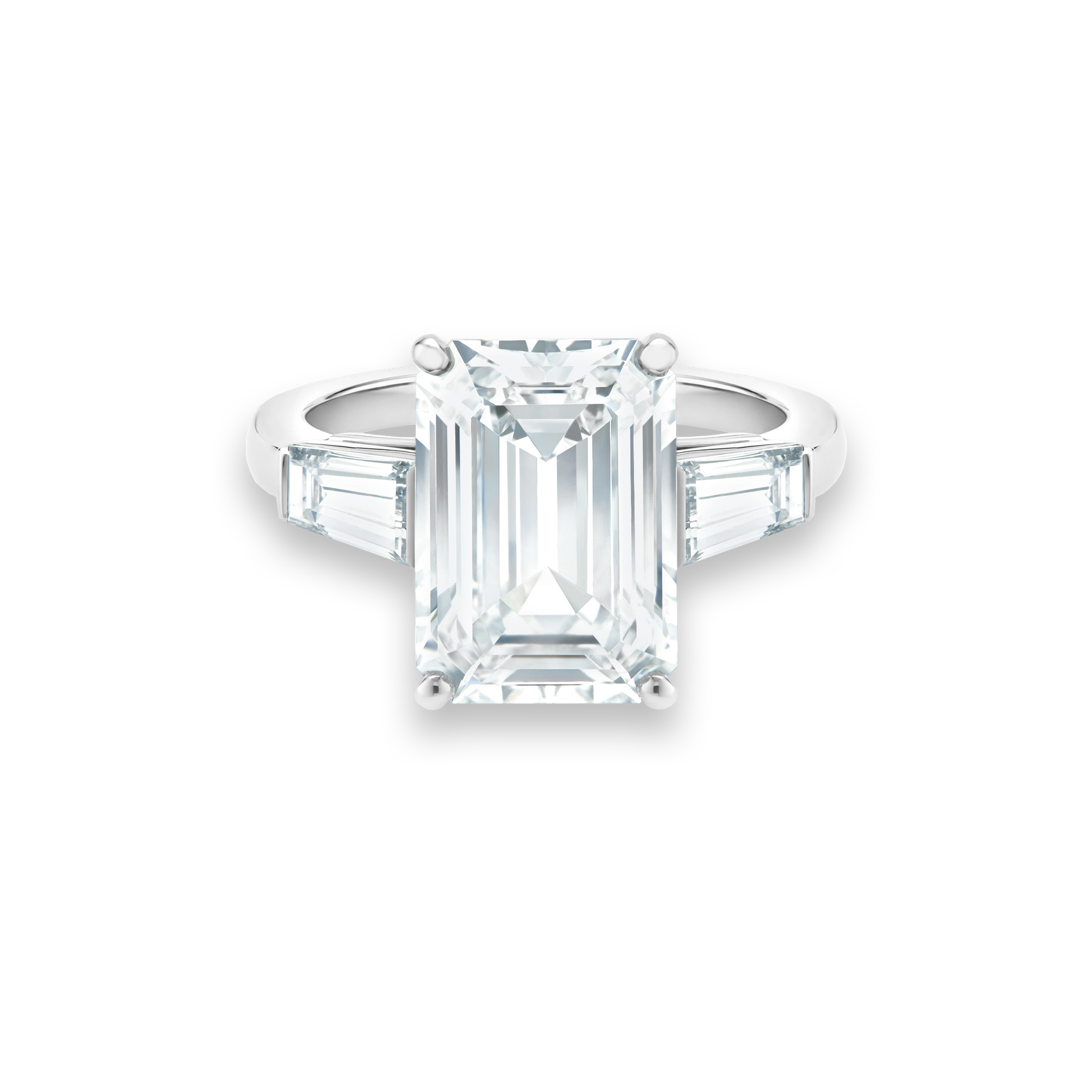 Solitaire DB Classic diamant taille émeraude et trapèzes, image 1