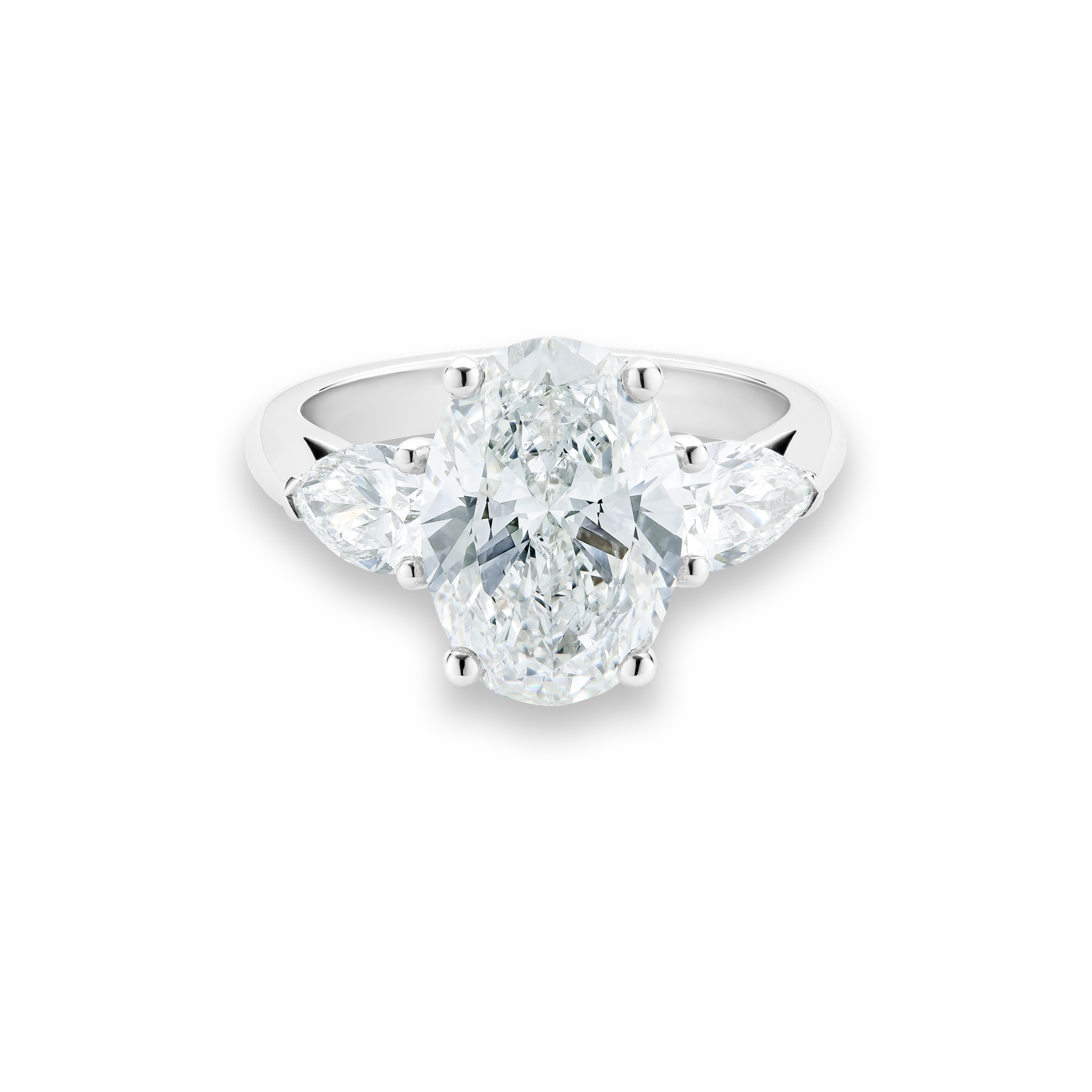 Solitaire DB Classic taille ovale et diamants latéraux taille poire, image 1
