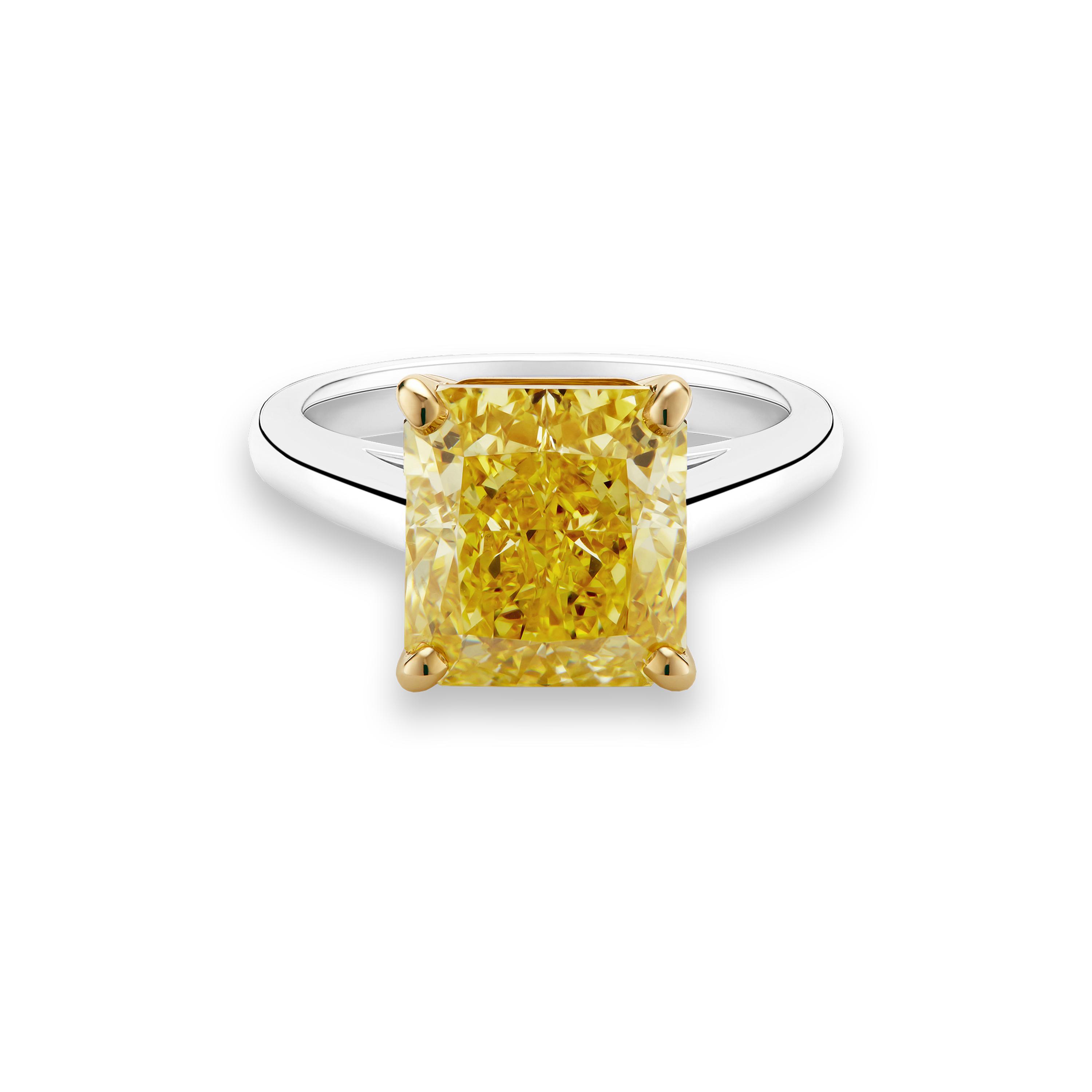 Solitaire DB Classic diamant jaune fancy taille radiant, image 1