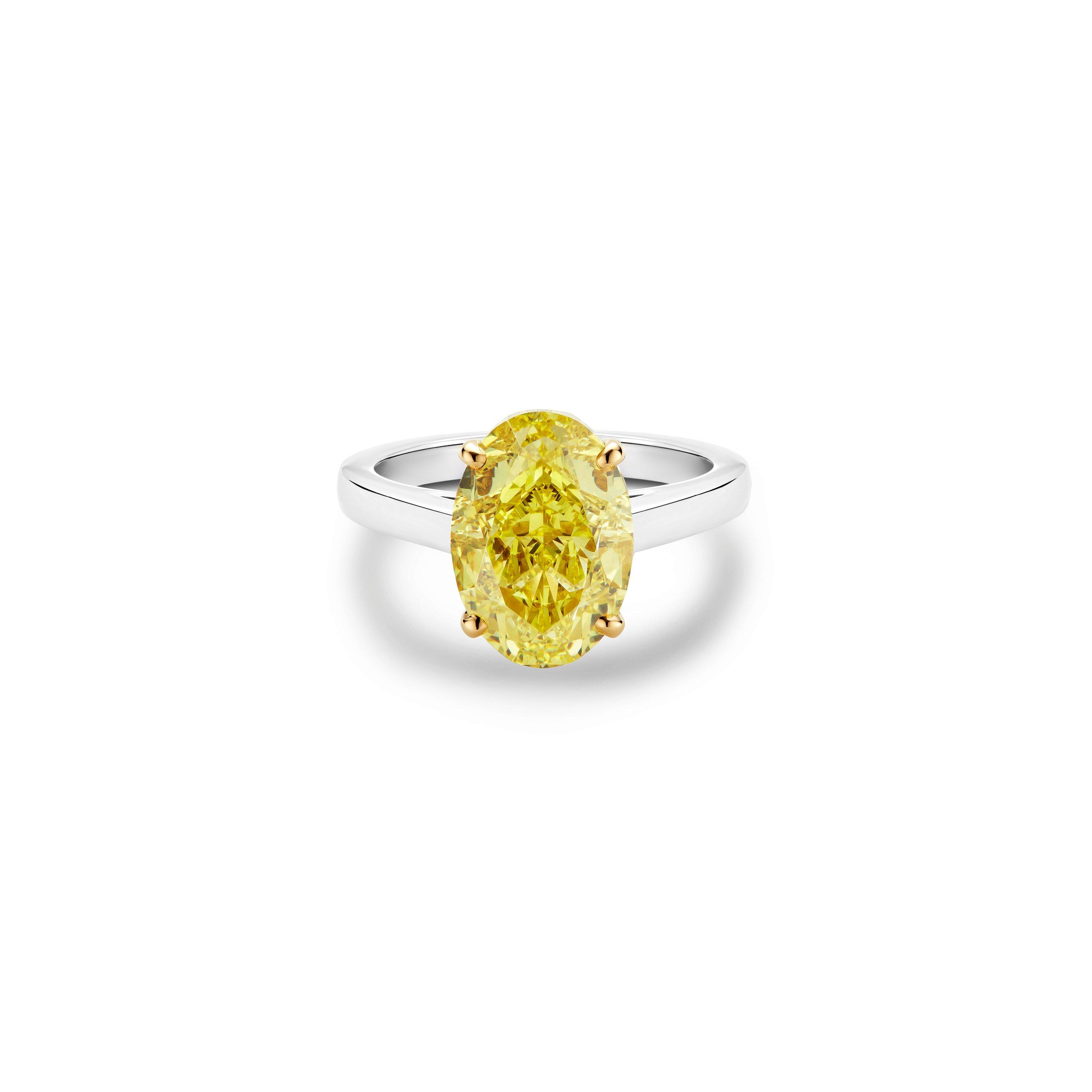 Oval yellow diamond engagement outlet ring