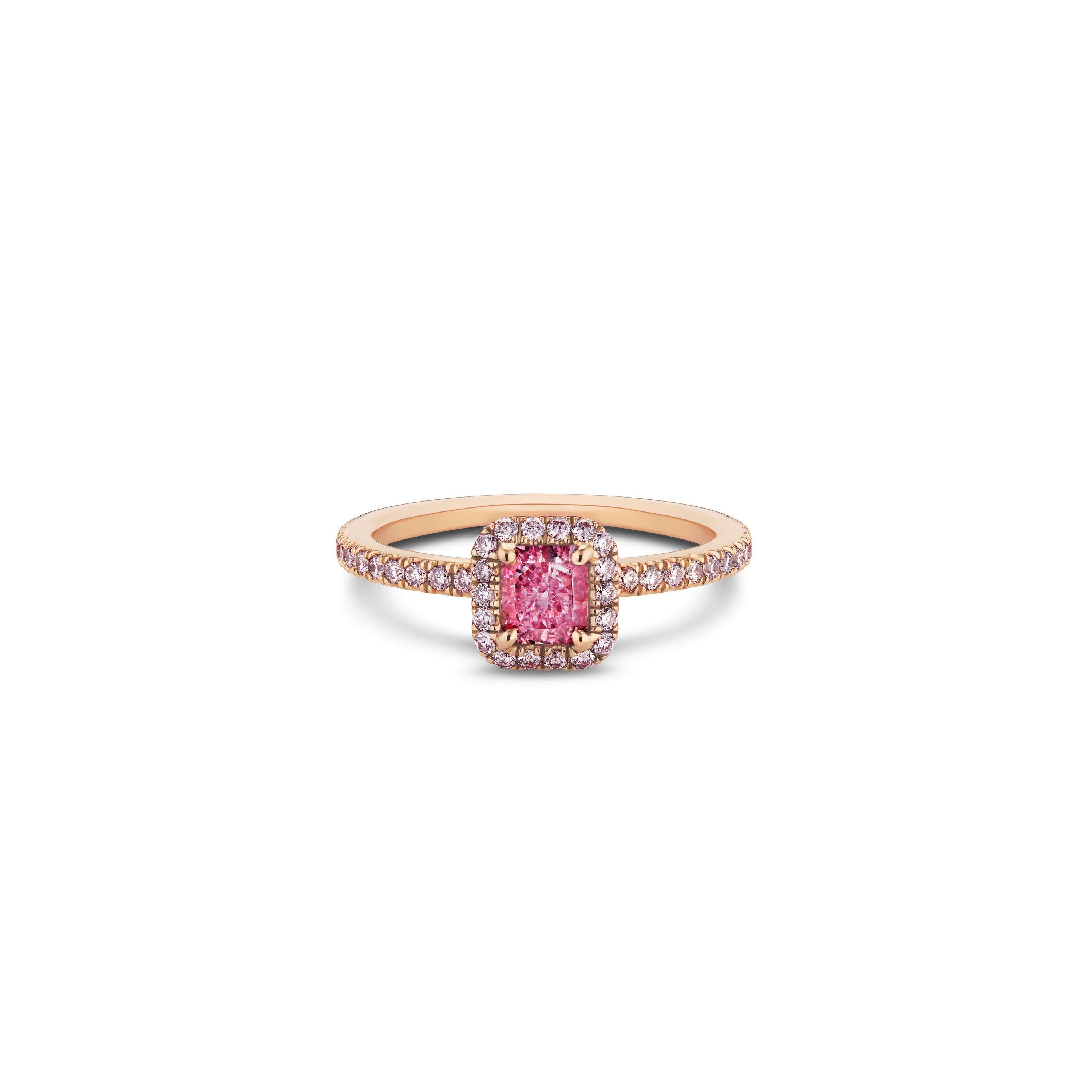 Pink cushion store cut engagement rings