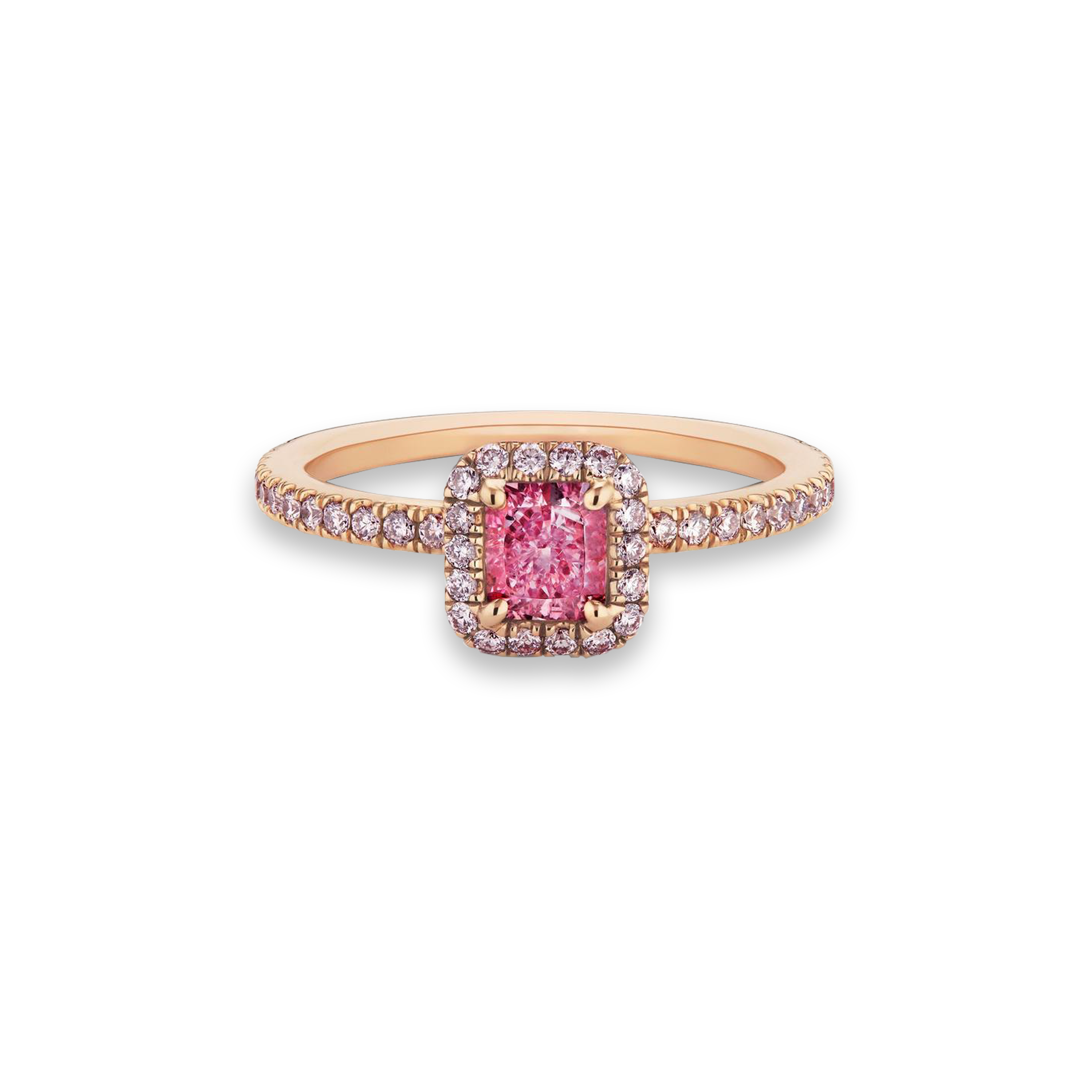 Solitaire Aura diamant fancy purplish pink taille coussin, image 1