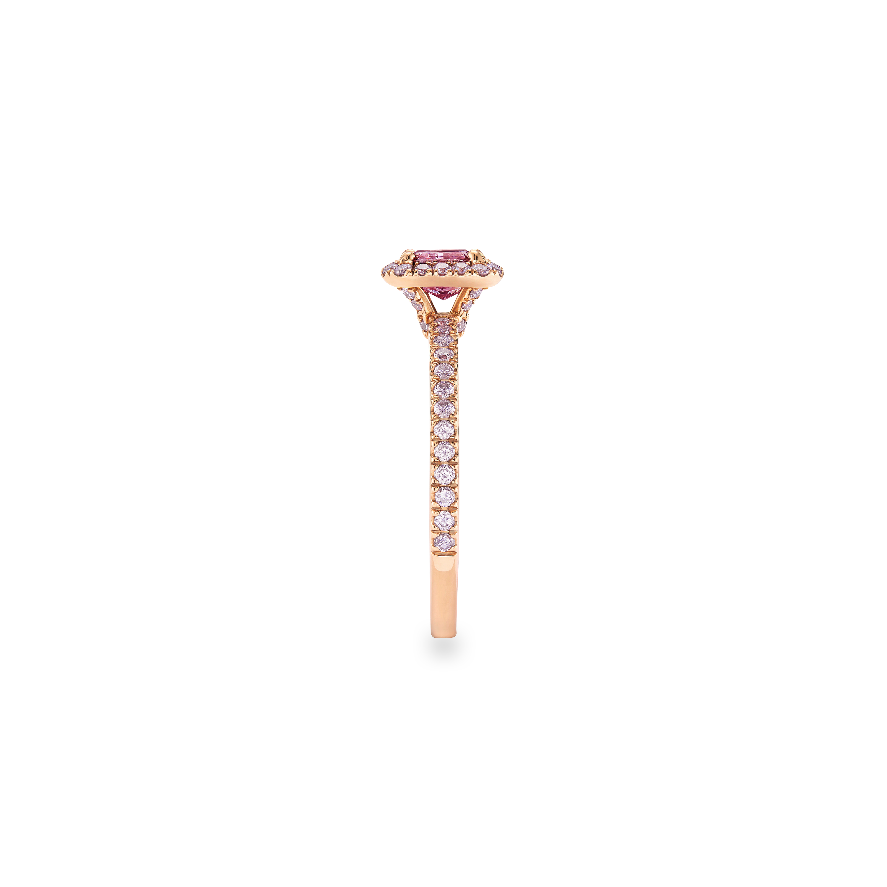 Solitaire Aura diamant fancy purplish pink taille coussin, image 3