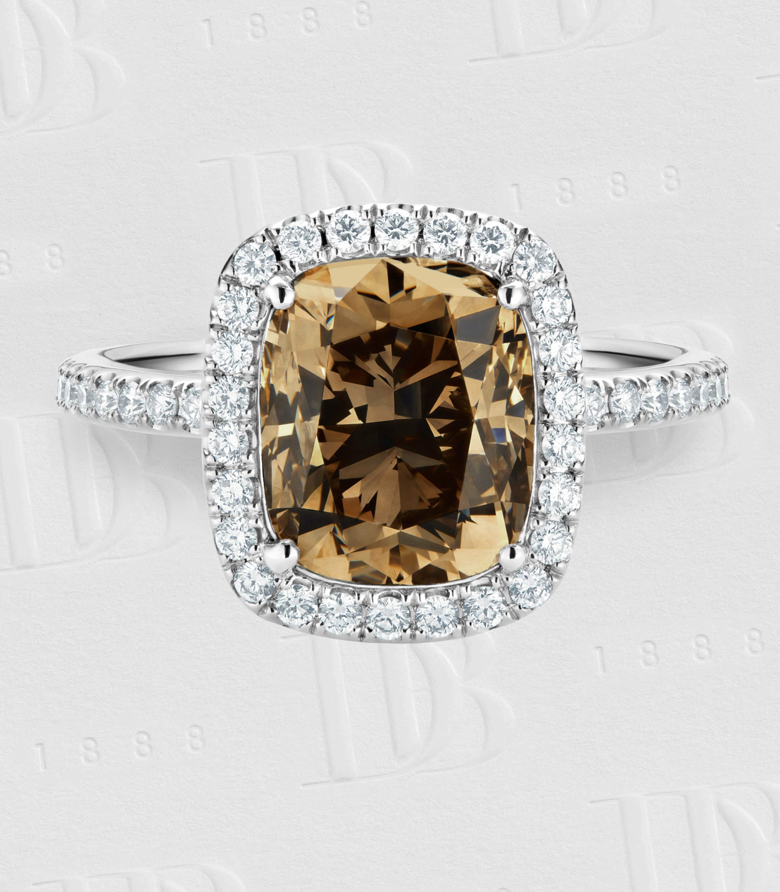 Solitaire Aura diamant brun fancy taille coussin, image 2